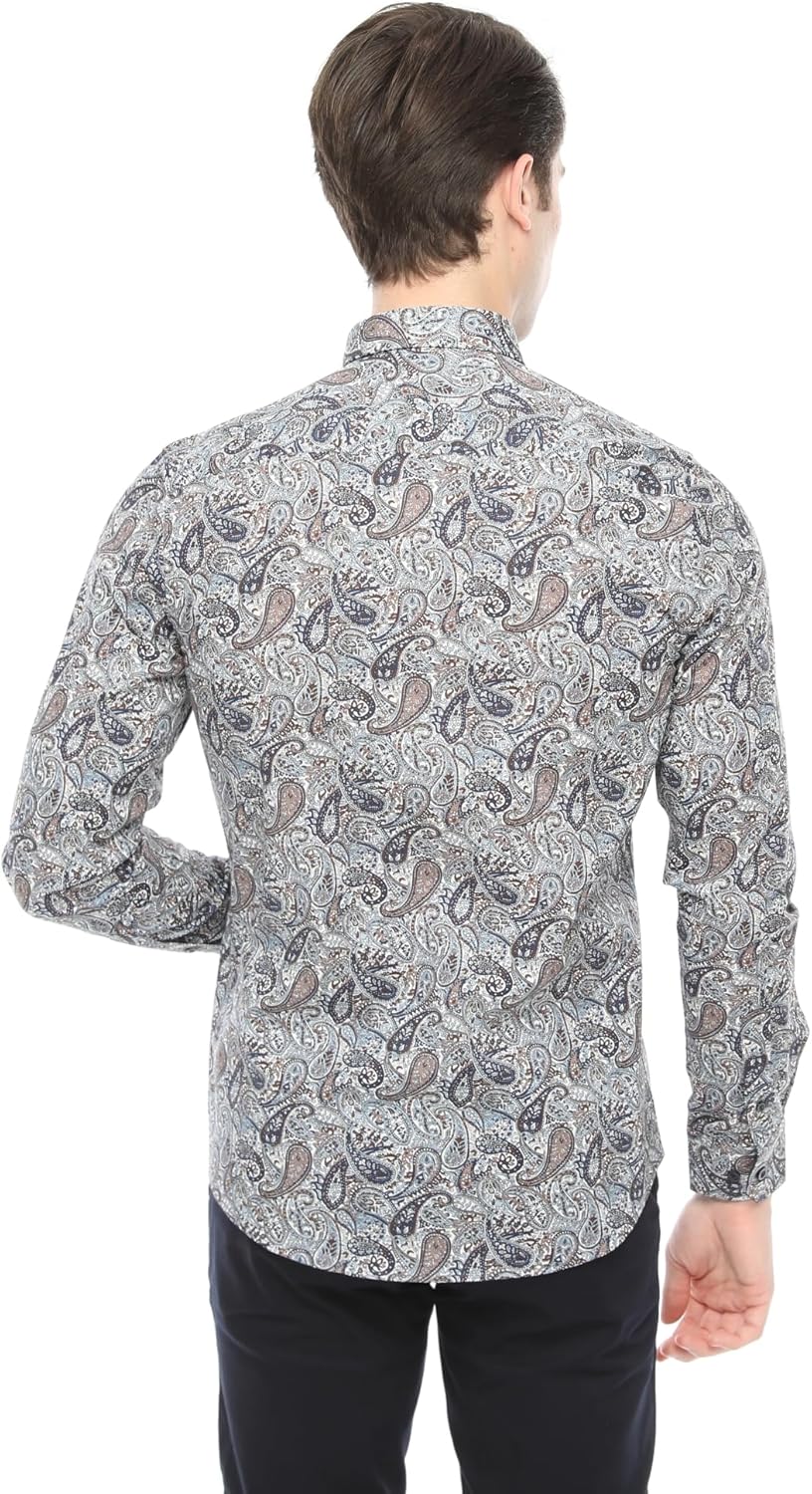 Thumbnail 4 de Xact Chemise Paisley à Manches Longues pour Hommes – Coupe Slim