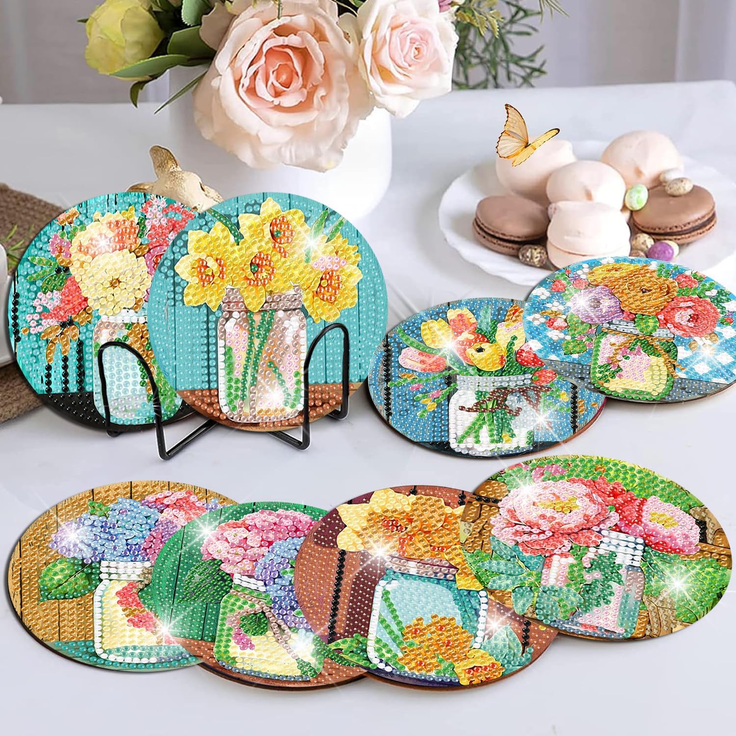 Detalle de Mrpwnle Diamond Art Coaster Kit, 8-Piece Set