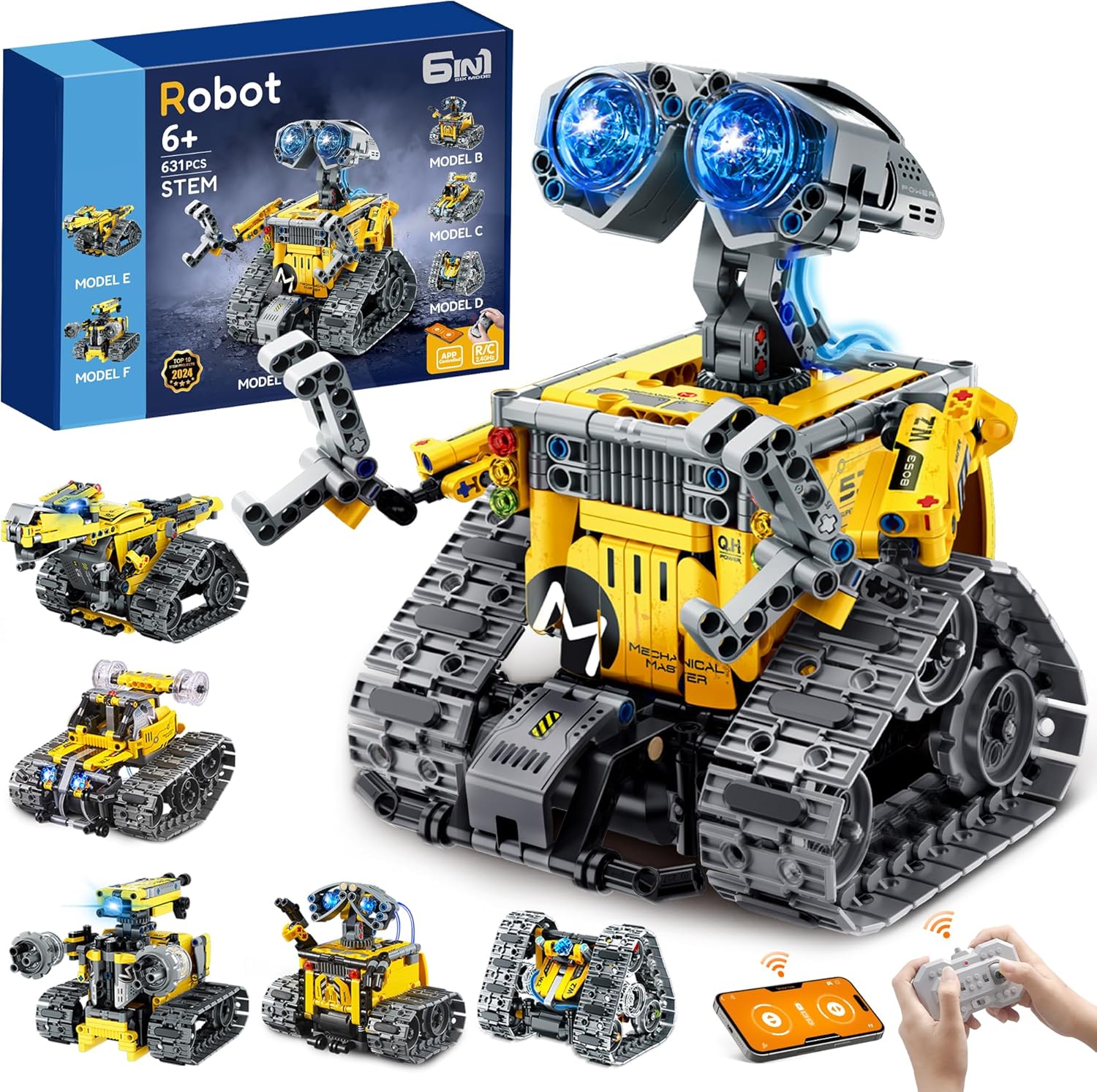 Detalle de IKUPER Robot Technic 6 en 1 pour enfants 6–12 ans | Ensemble robotique programmable avec télécommande et app