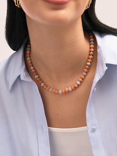Detalle de Collar Mujer Ámbar Stones de SINGULARU – Acero inoxidable bañado en oro 18k, 45 cm