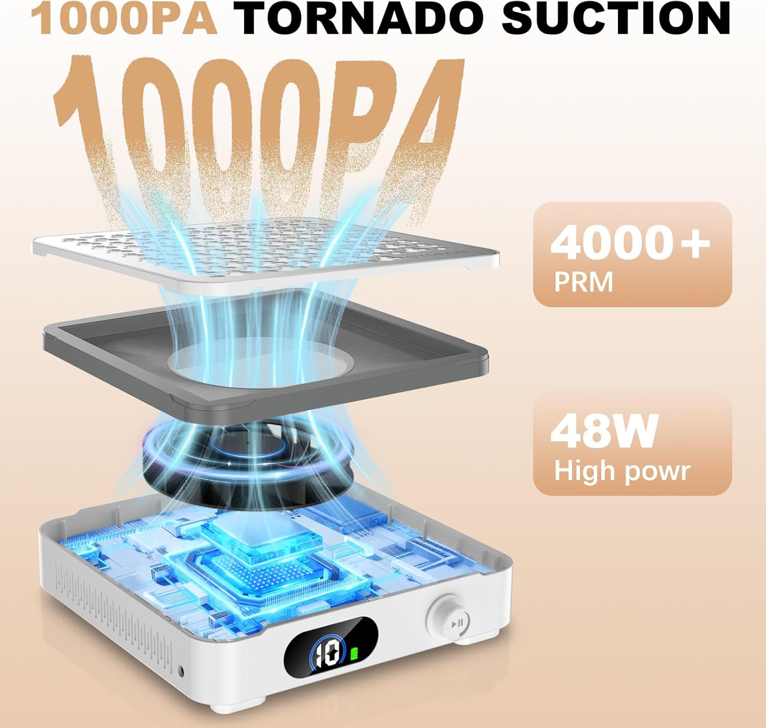 Thumbnail 2 de Nail Dust Collector (1000PA) Cordless by Nail Tech with 10 Speed Levels, Low Noise Suction