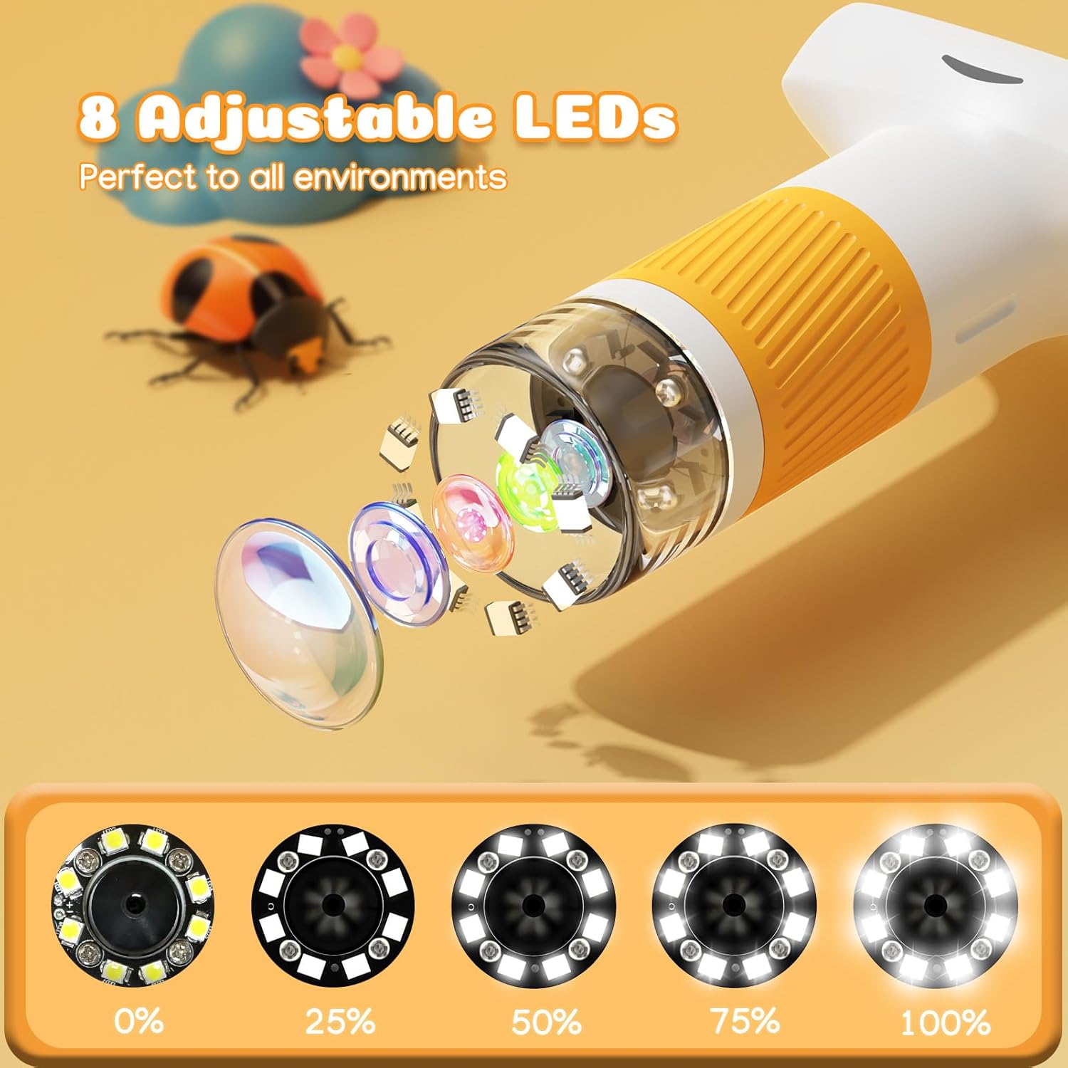Detalle de 2 in 1 Microscope for Kids & Alarm Clock — 1000x Handheld Digital Microscope with 2" IPS Screen
