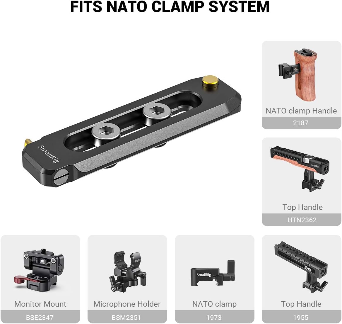 Detalle 2 de SmallRig Rail NATO 70 mm (2483B) pour DSLR et caméscope