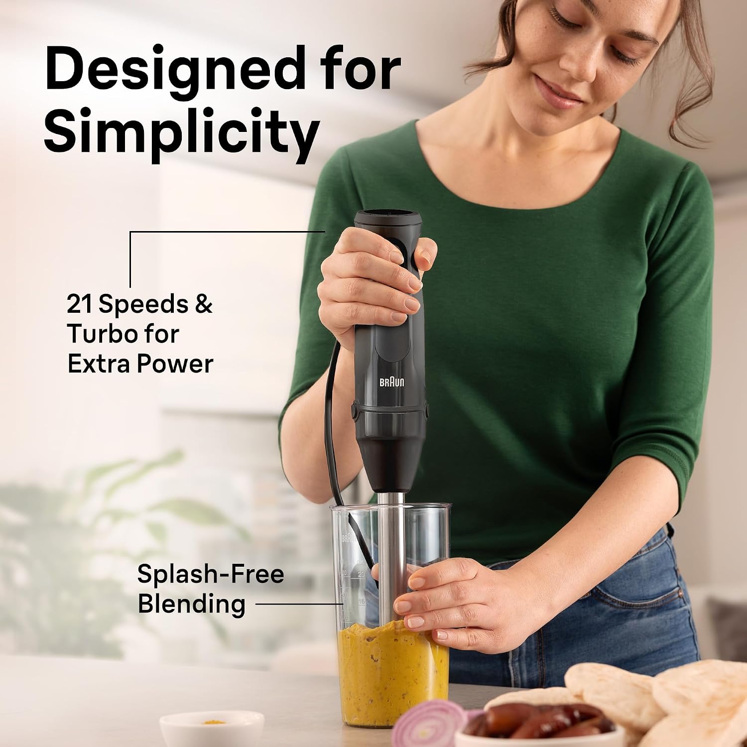 Detalle de Braun MQ50001M Vario Hand Blender (21-Speed) with PowerBell VPlus, TurboBoost & EasyClick System