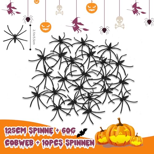 Detalle de benpen Halloween-Deko-Set mit Riesenspinne, biegsamen Beinen und Spinnennetz
