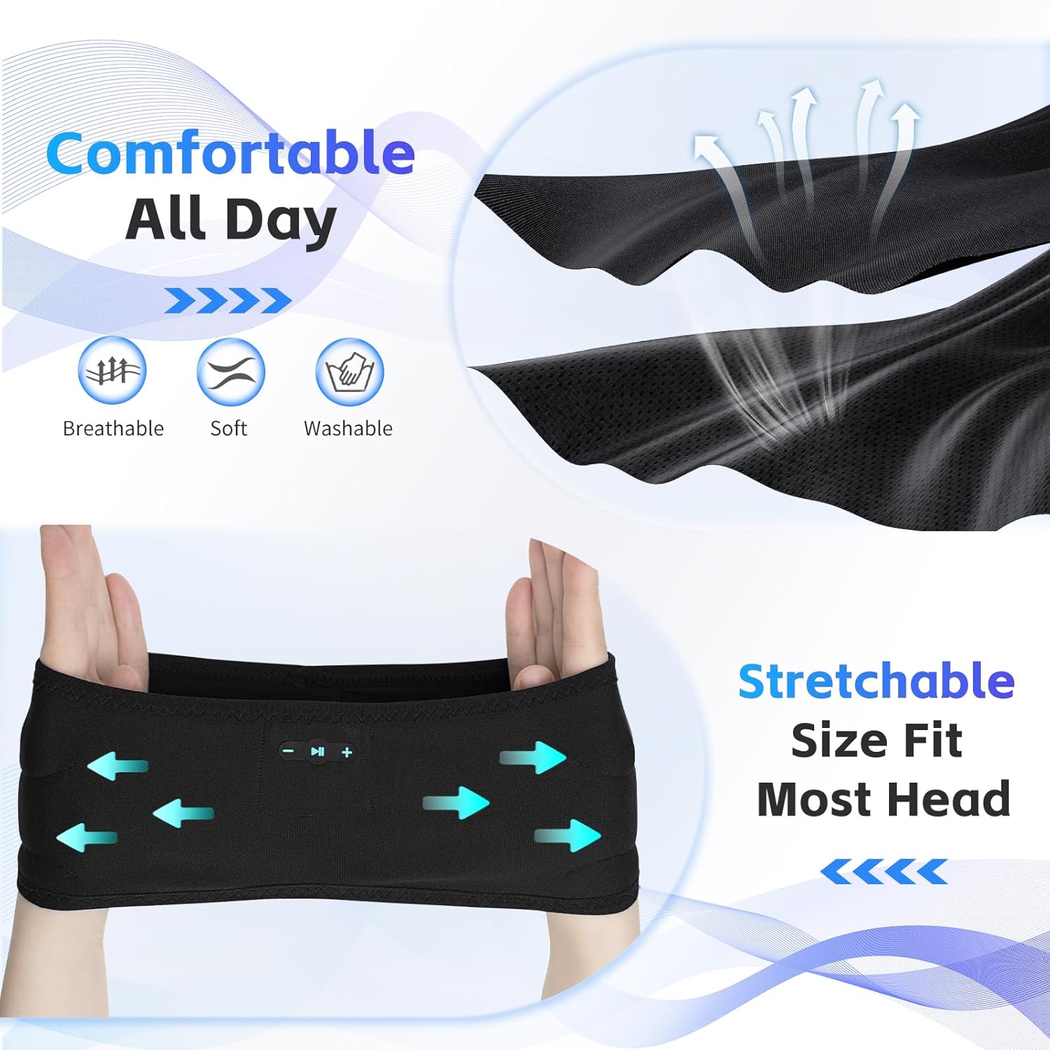 Thumbnail 4 de Sleep Headphones Bluetooth 6.0 Headband (3-in-1) — 20H Playtime, HD Stereo, Washable & Removable Speakers