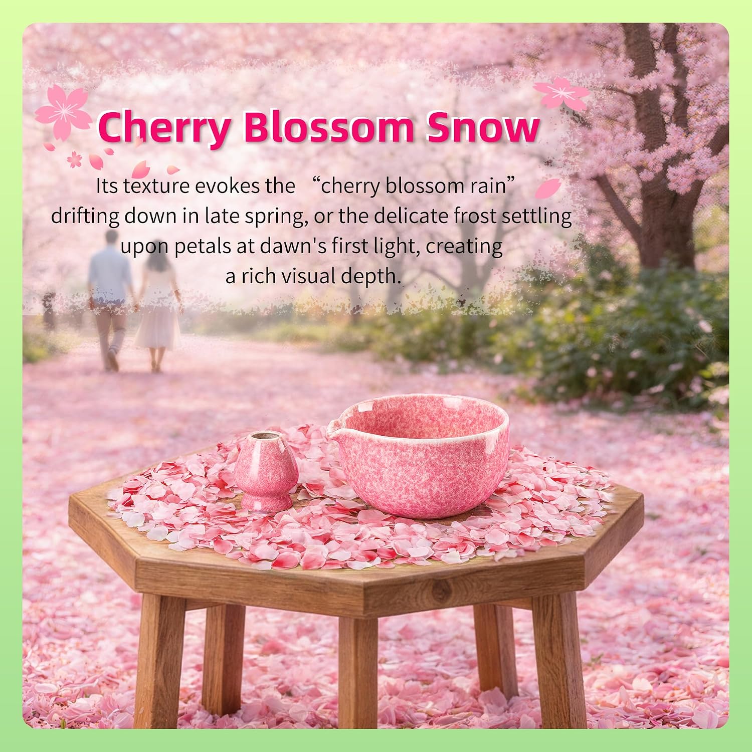 Detalle de TEANAGOO Set Fruste Matcha da 7 pezzi – rosa, cerimonia e latte matcha