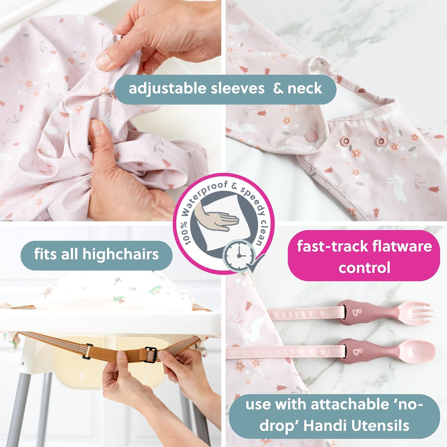 Detalle 2 de BIBaDO Long Sleeve Baby Bibs – Coverall Weaning Bib for 6–36 Months