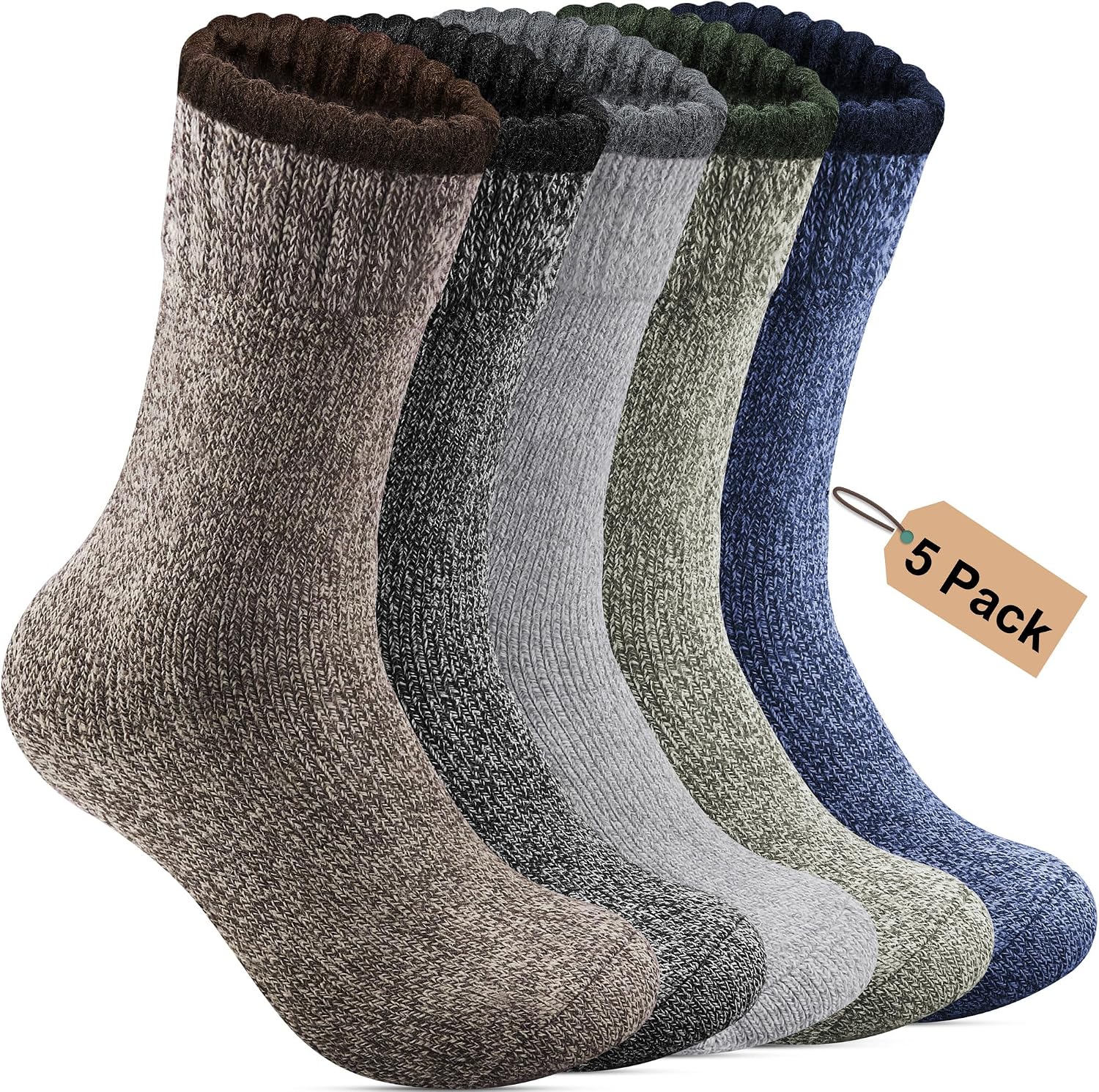 Detalle de Annsuki MS02-5P-Parent Merino Wool Socks, 5-Pack Thermal Crew Socks