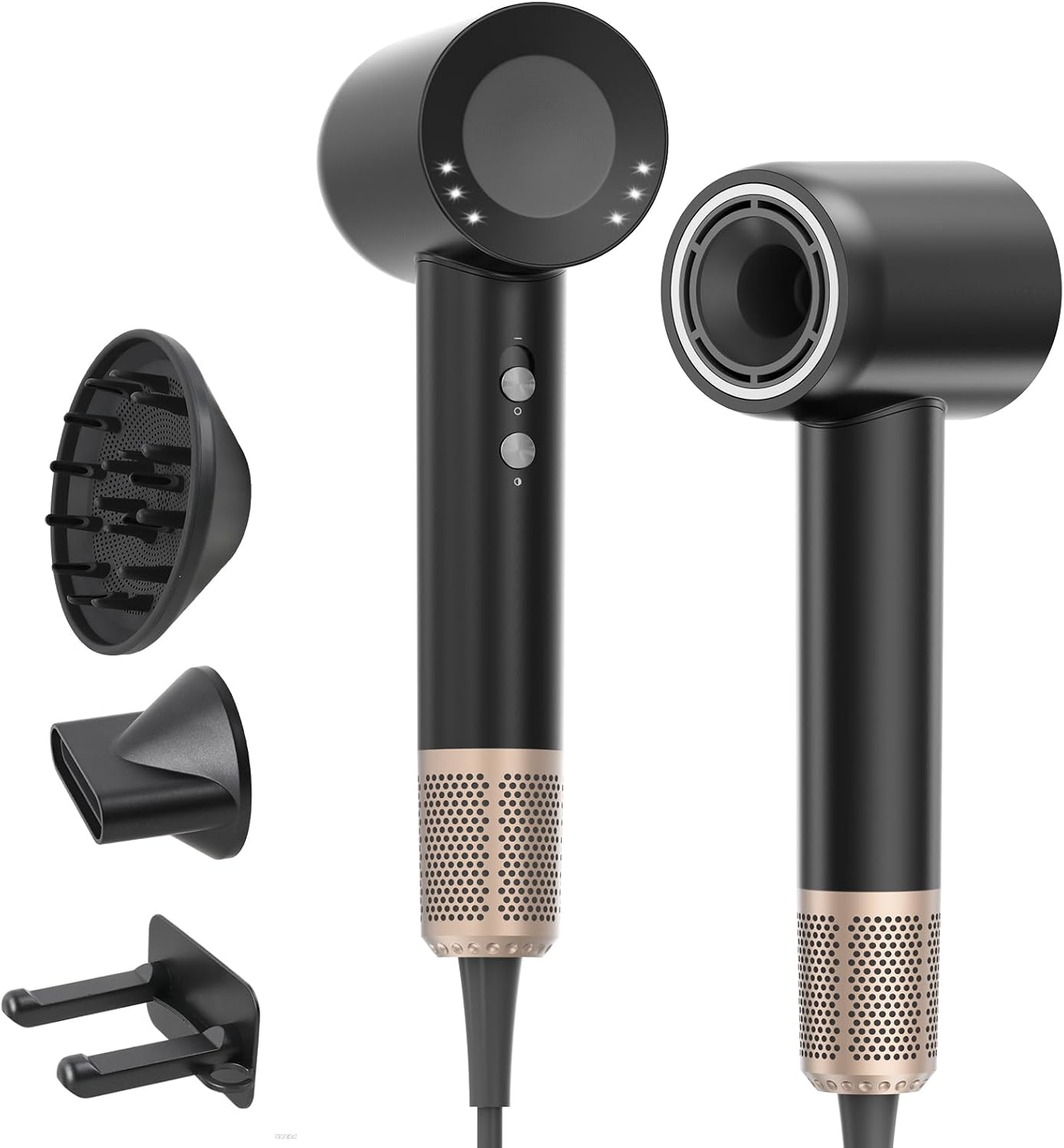 Detalle de Asciugacapelli Ionico 160.000 giri/min con Diffusore, Nero – 59 dB