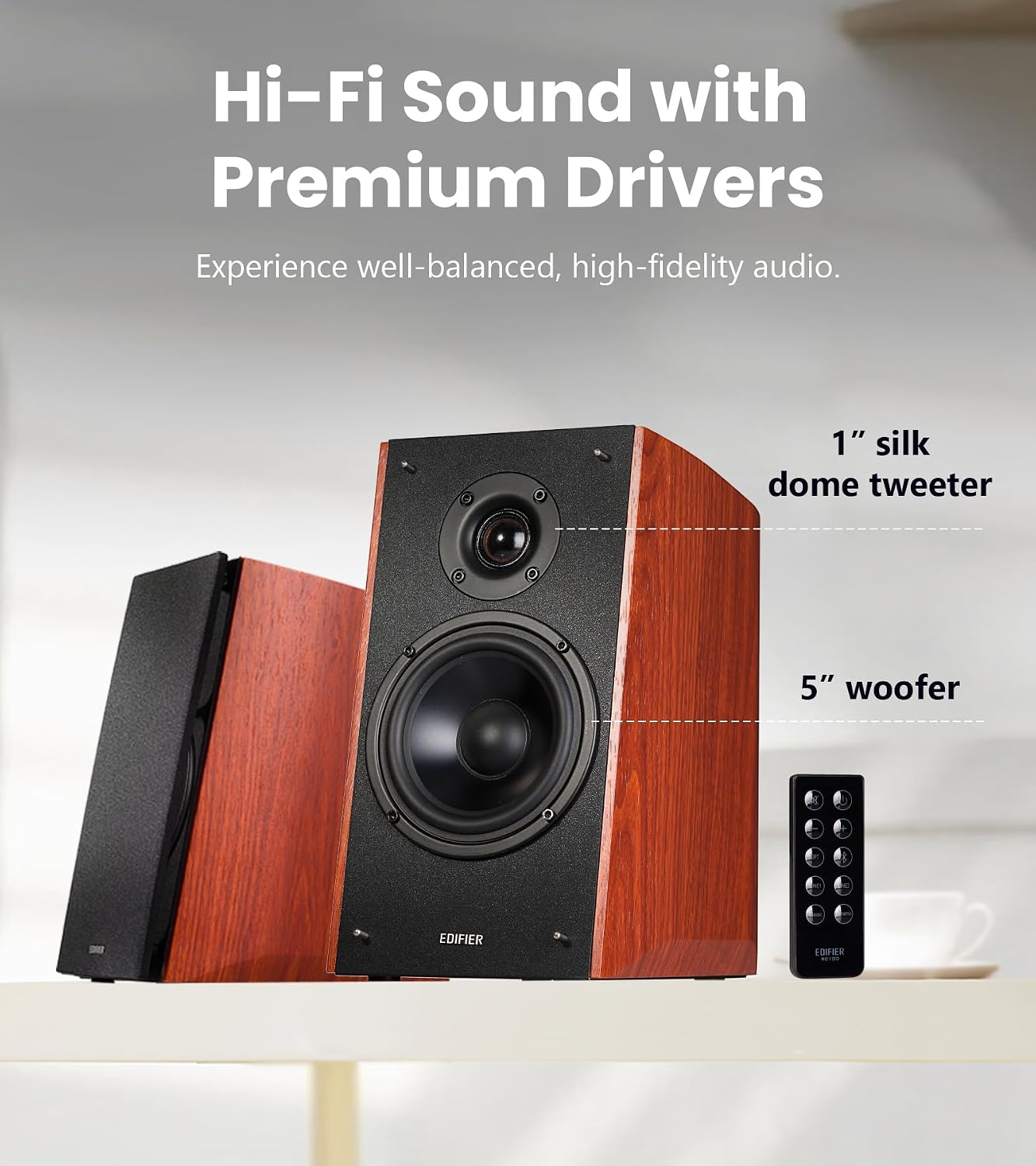 Detalle 2 de Edifier R2000DB Active Bookshelf Speakers, Bluetooth, Optical, 120 W RMS