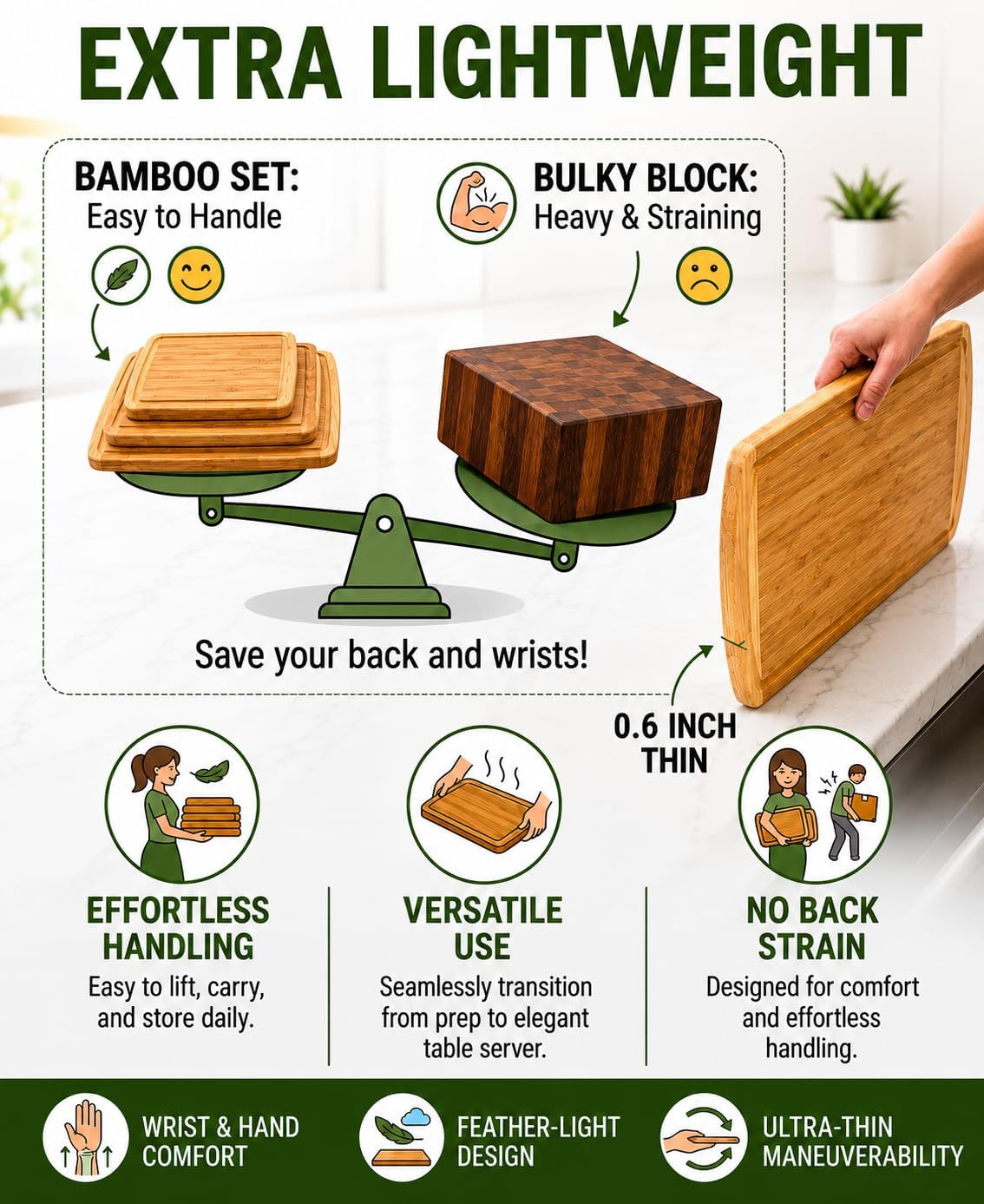 Thumbnail 5 de Bamboo Cutting Boards Set of 3 ⚙