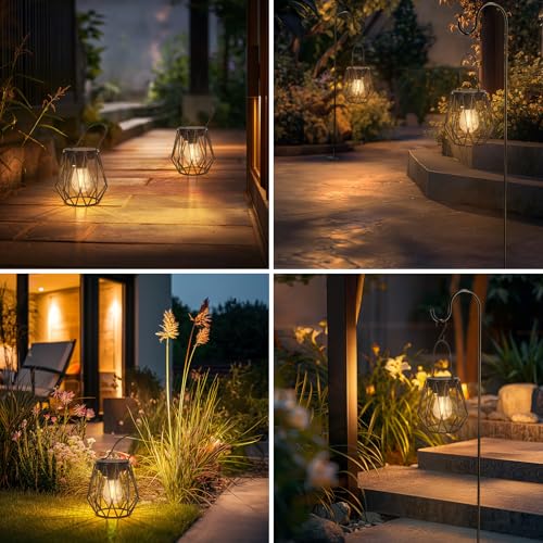 Thumbnail 6 de Ketom Farolillos Solares Exterior (2 Lámparas) – Farol Solar de Jardín con Diamante, IP65 y Colgante, Ideal para Patio y Terraza