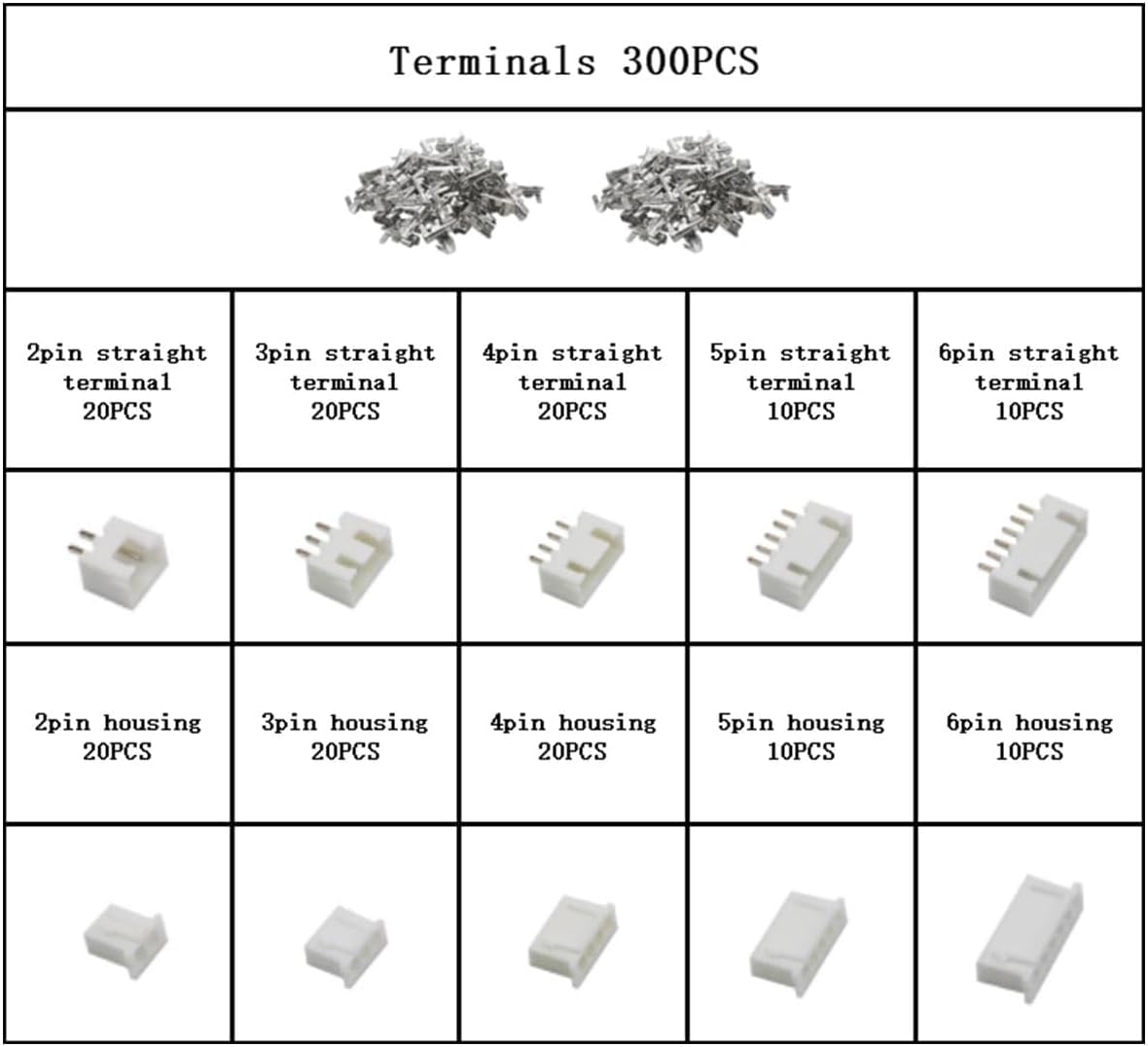 Thumbnail 1 de PENGLIN 460Pcs JST XH Connector Kit, 2.54mm – 2/3/4/5/6 Pin, Male & Female Housing