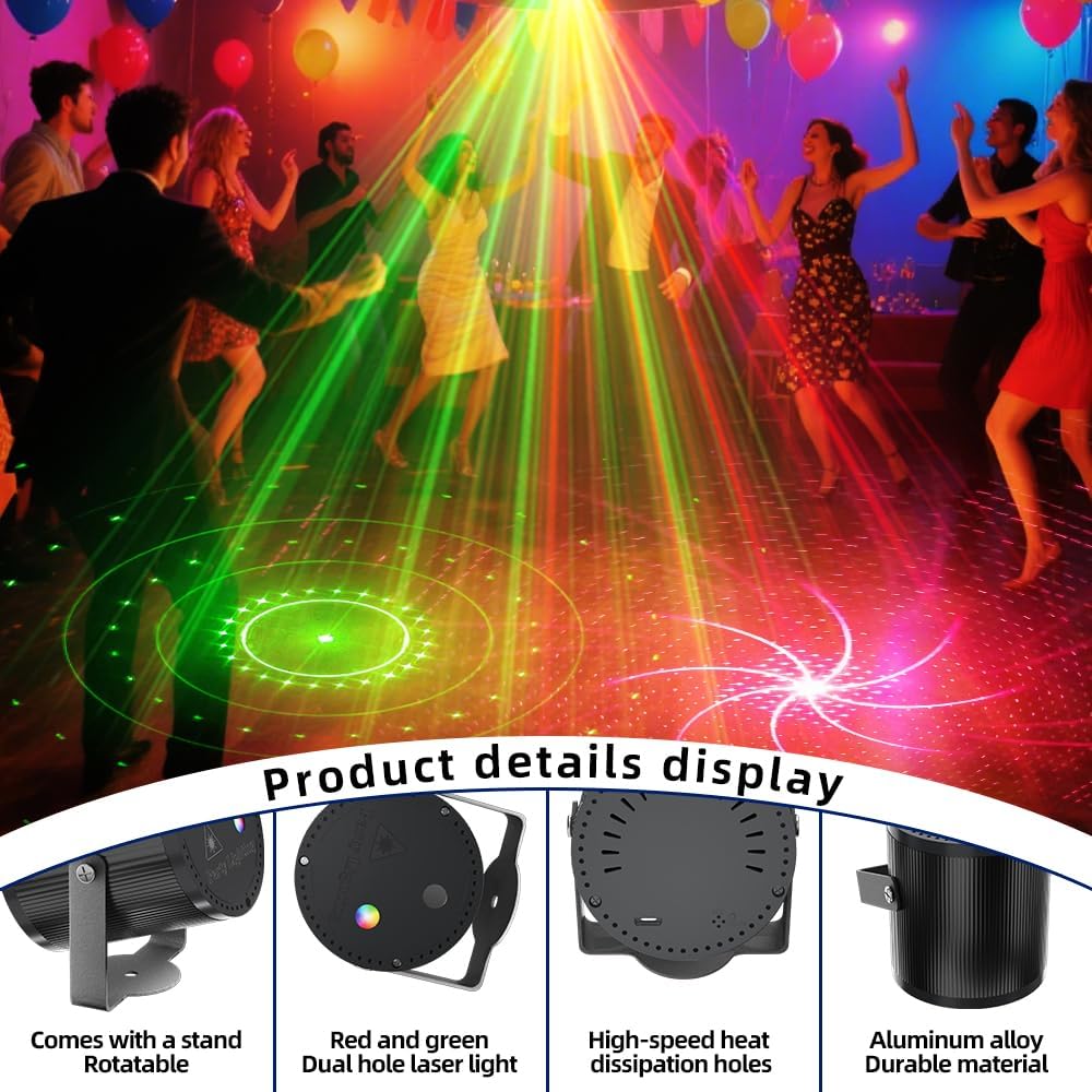 Detalle de Mslitely EMS-036 LED-feestlamp met RGB- en patroonprojectie, afstandsbediening