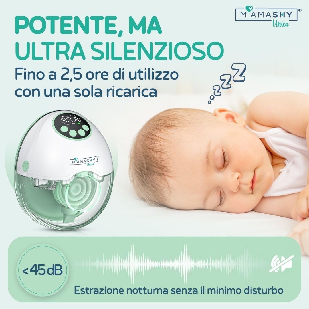 Detalle 2 de MAMASHY Unica Go tiralatte elettrico portatile, silenzioso e indossabile con guida vocale in italiano