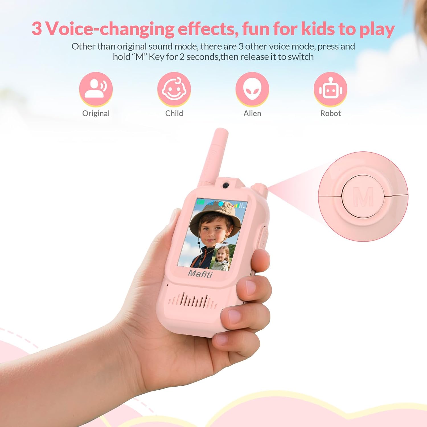 Detalle de Mafiti Mini Video Walkie Talkies for Kids (2 Pack) – Pink