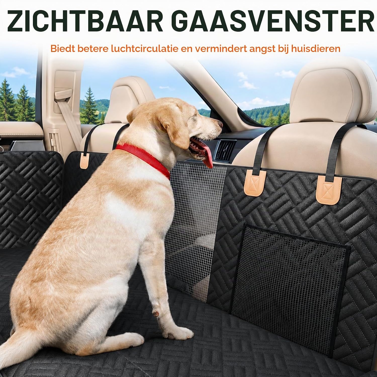 Detalle de Eosarcu Dog Car Seat hondendeken voor achterbank, 129 x 60 cm, 600D