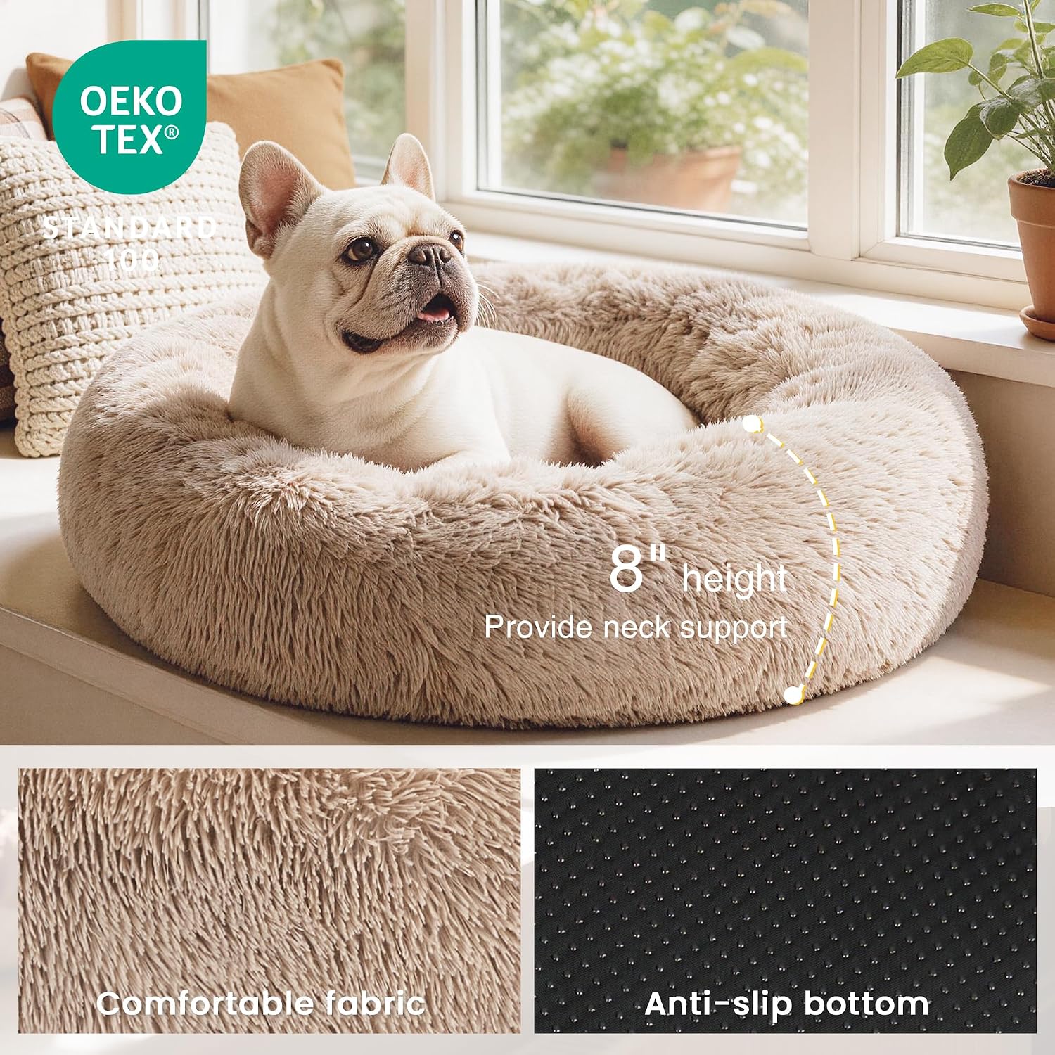 Detalle de Love's cabin 24-Inch Faux-Fur Donut Cat Bed with Raised Rim