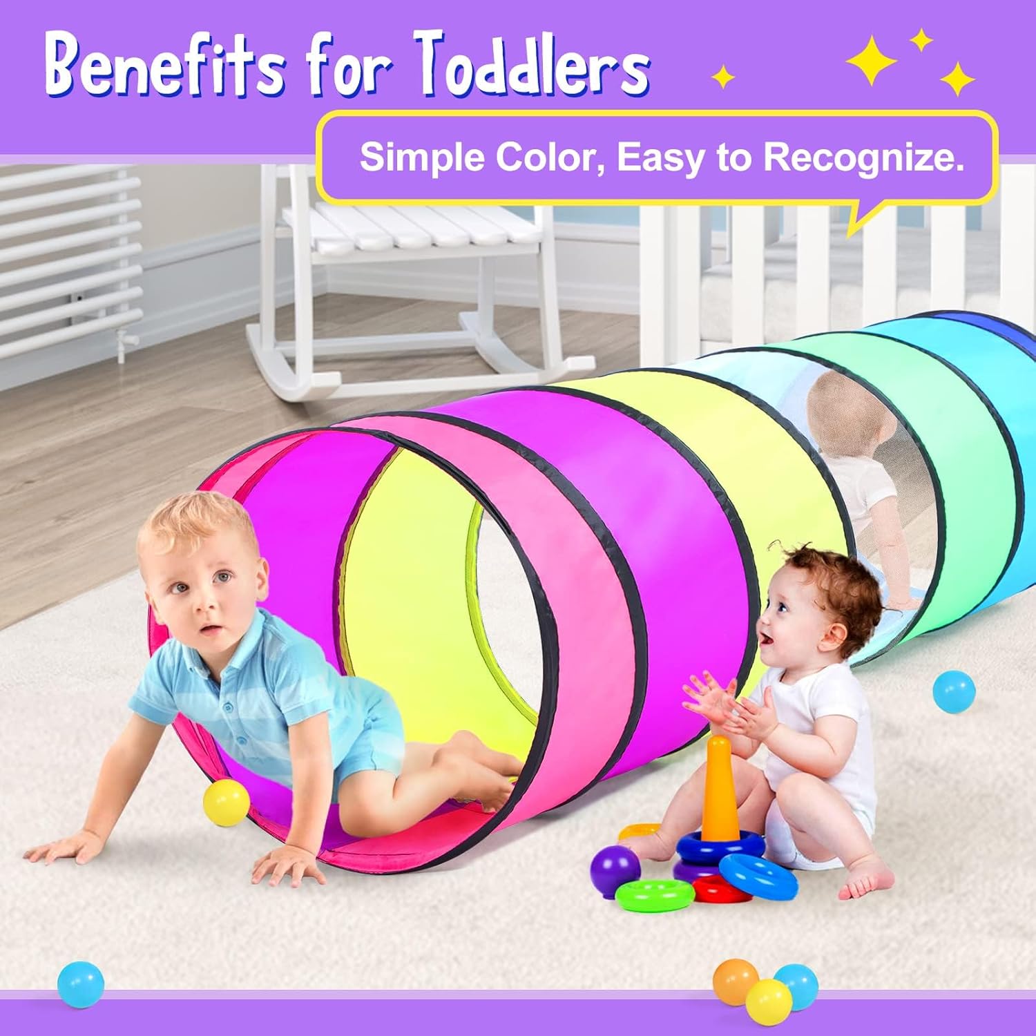 Thumbnail 1 de Kids Play Tunnel Tent for Toddler (6-ft Pop Up) with Mesh – Durable, Safe Indoor/Outdoor Crawling Tunnel