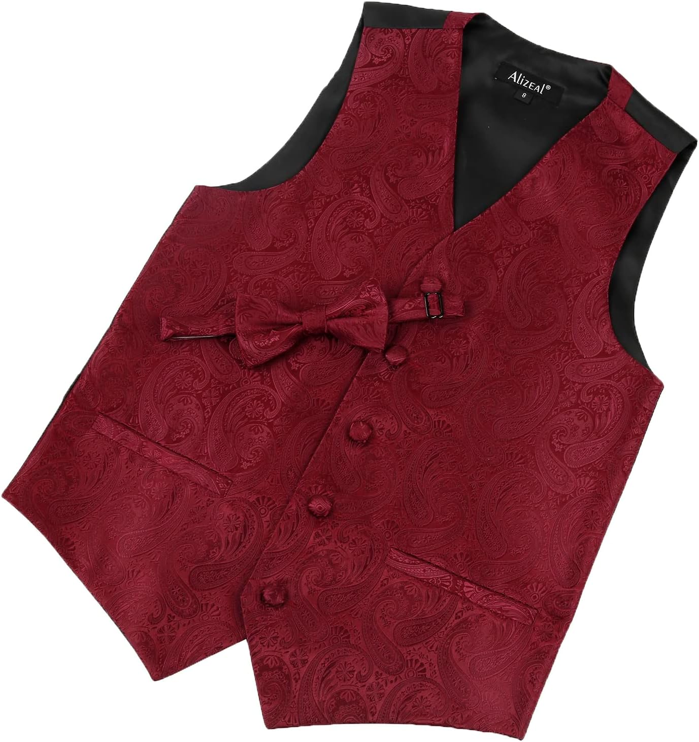 Detalle de Alizeal Boys Classic Paisley Bow Tie and Suit Vest Set