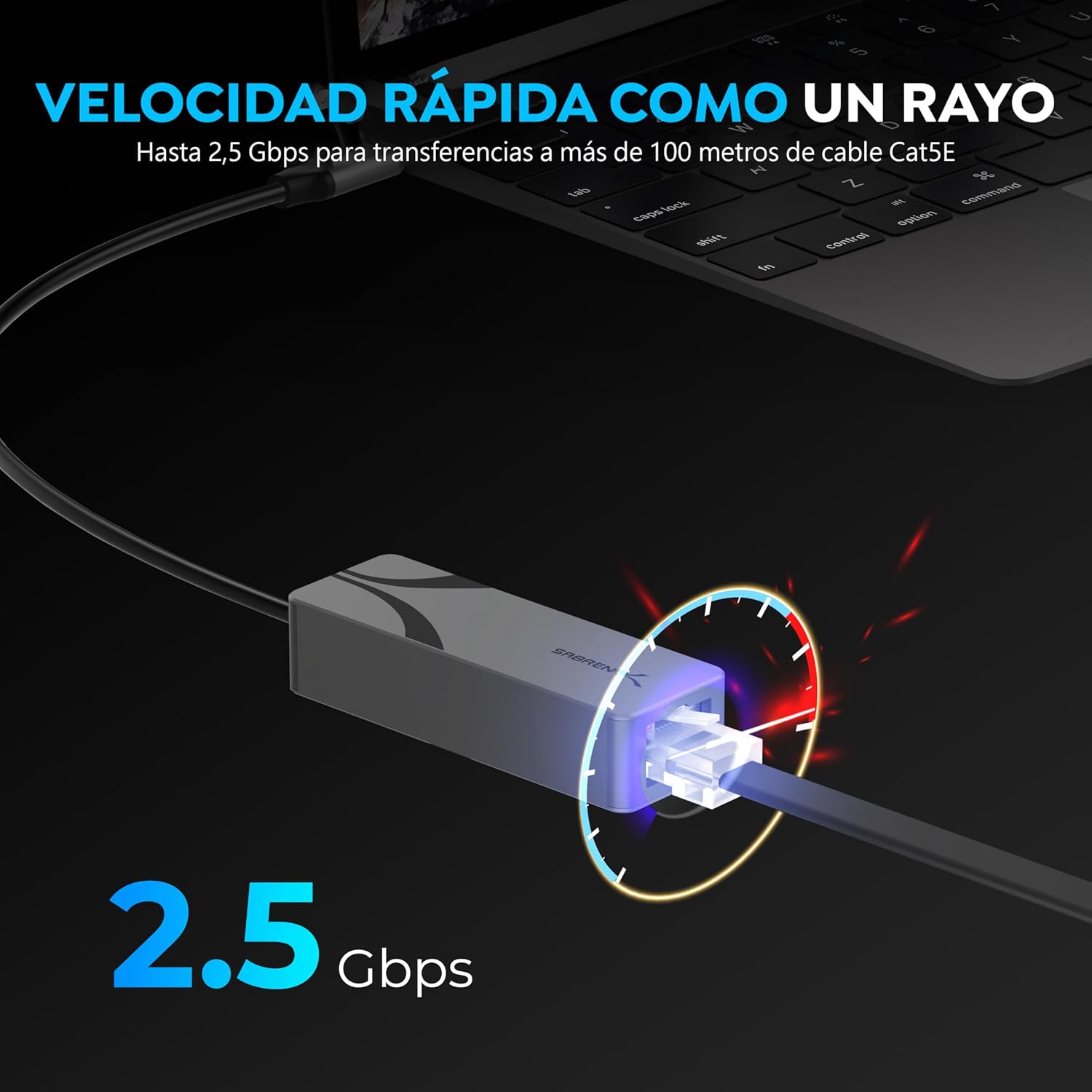 Detalle 2 de SABRENT NT-25GA Adaptador USB‑C 2,5 Gbps