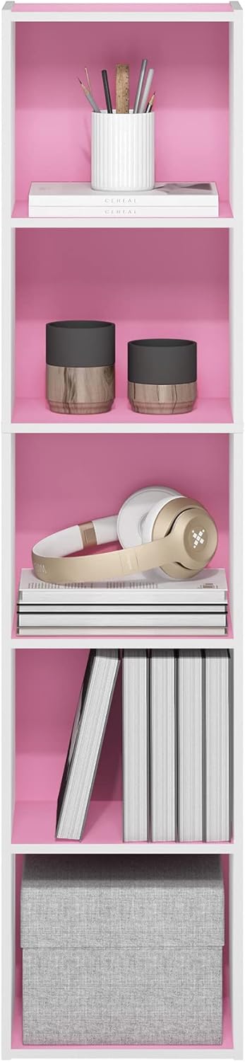 Thumbnail 5 de Furinno Pasir libreria a 5 ripiani aperti, rosa/bianco