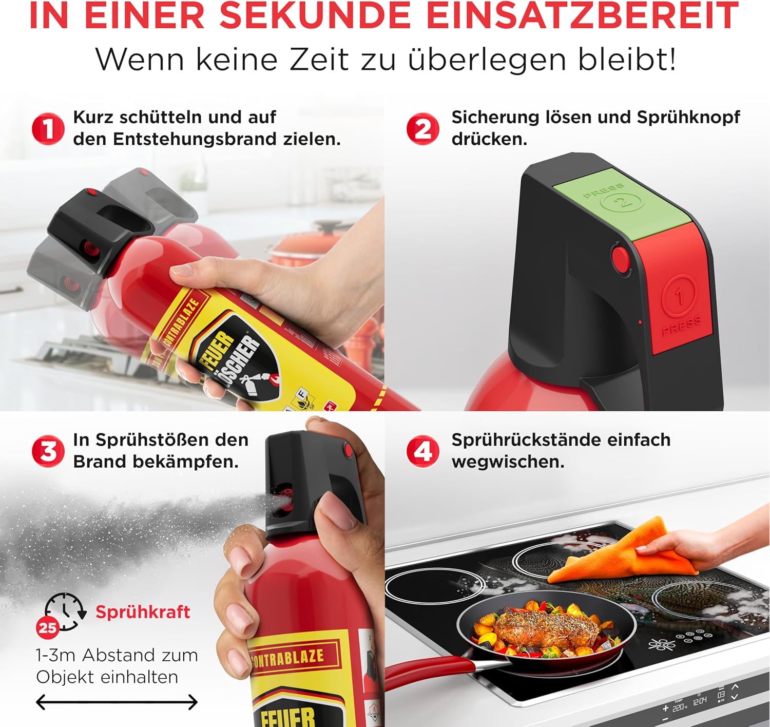 Thumbnail 3 de CONTRABLAZE Feuerlöschspray 750 ml – Mini-Löschspray für Haushalt, Küche und Fettbrände