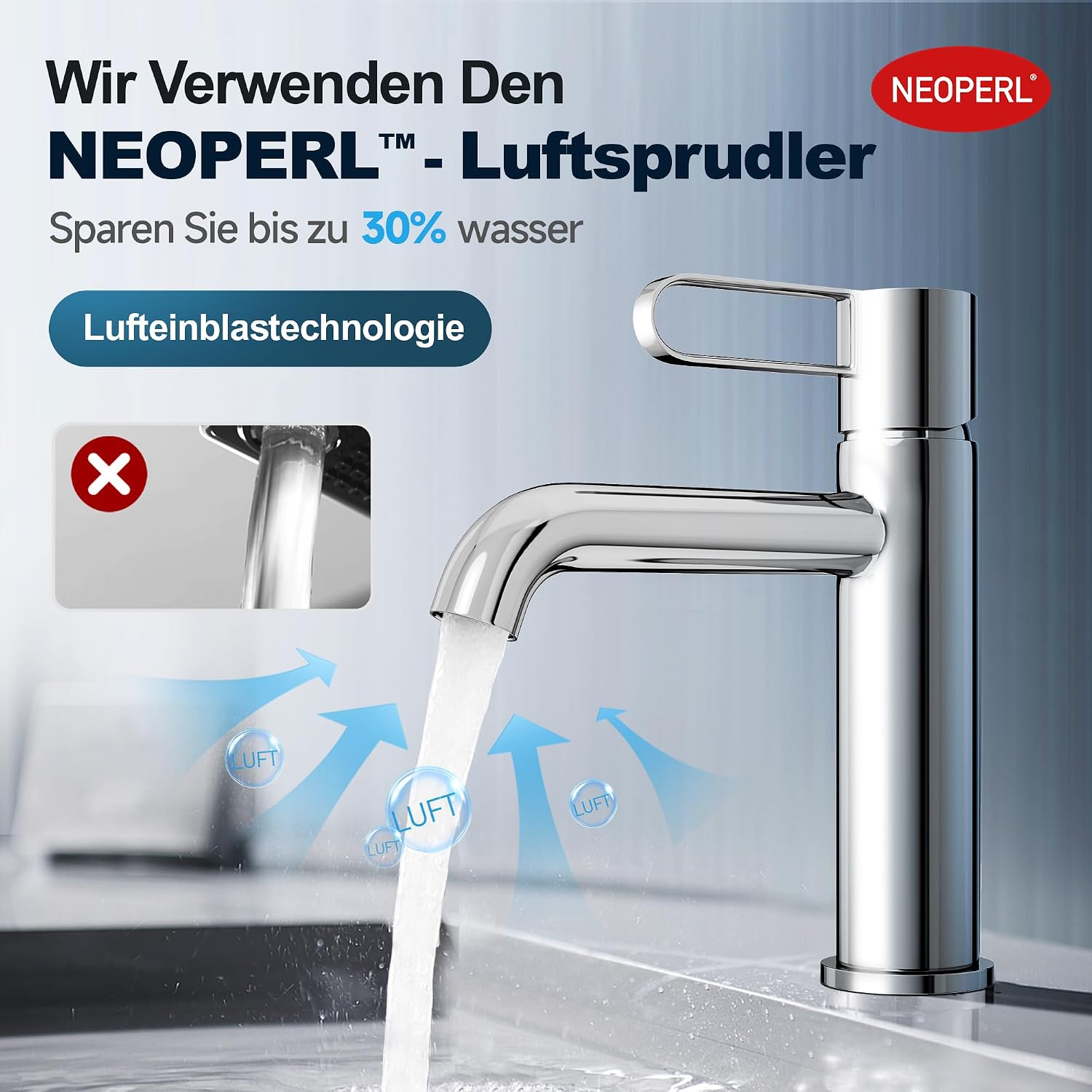 Detalle de Alphabath Einhebel-Waschtischarmatur mit Messinggehäuse und Keramikkartusche
