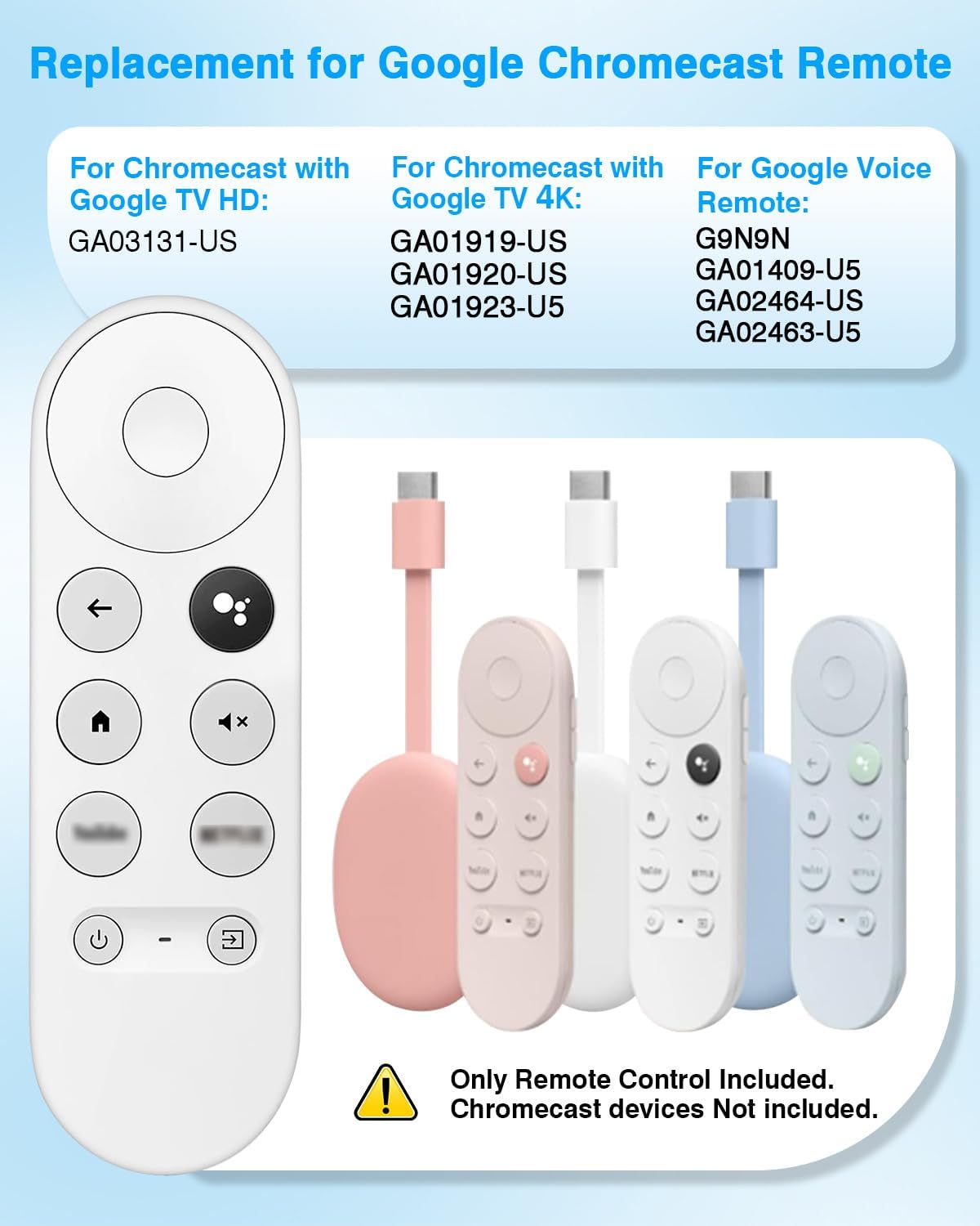Detalle 2 de Replacement Voice Remote for Google Chromecast Snow Series (HD/4K) with Voice Control
