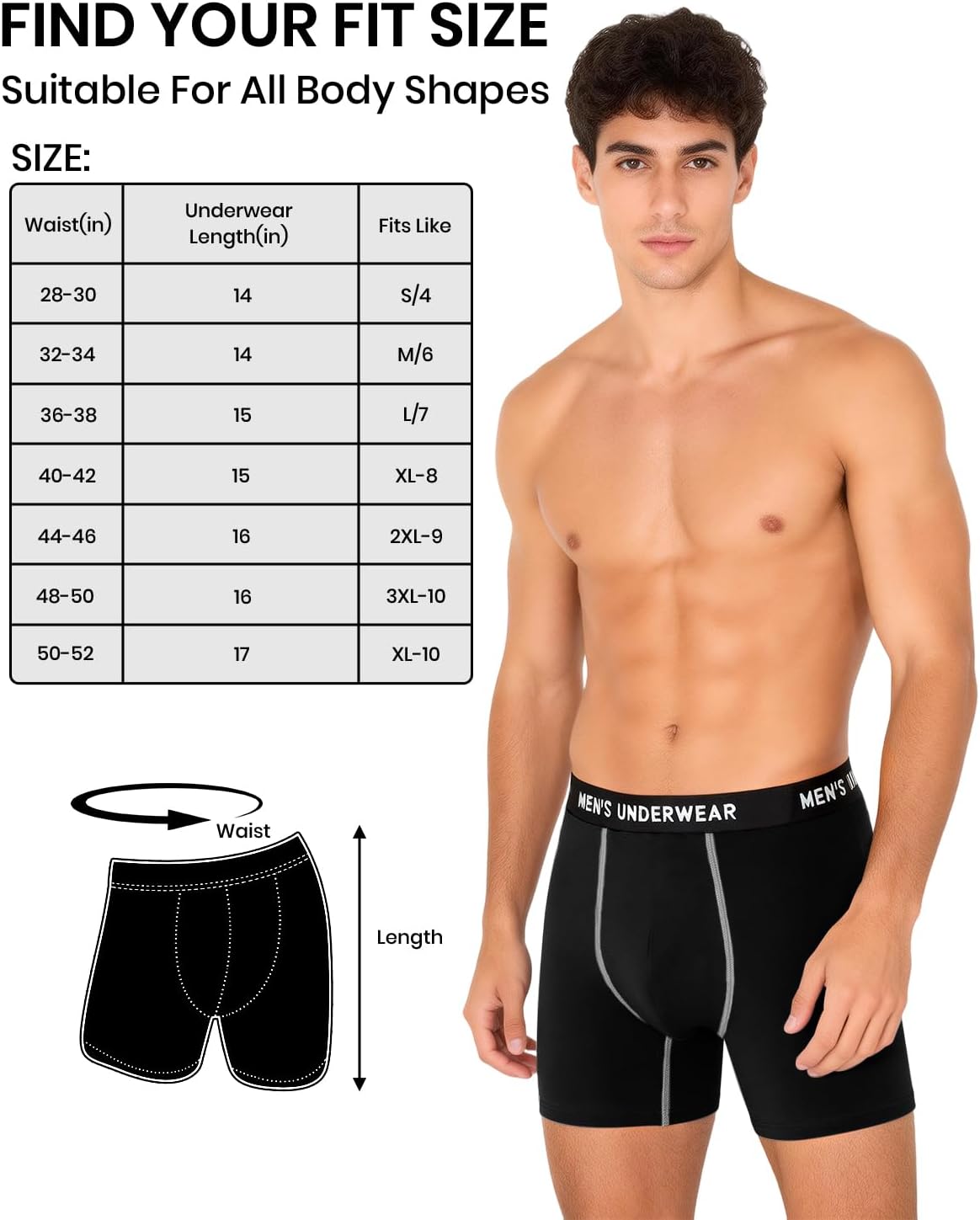 Detalle 2 de Akvsops Men's Incontinence Boxer Briefs, 3-Pack, 100 mL Core, XL