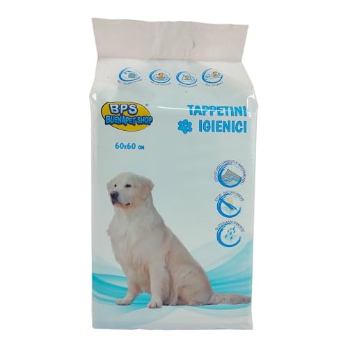 Detalle de Tappetini igienici per cani 60x60 cm, 100 pezzi con assorbenza e odore controllato – BPS Buena Pet Shop