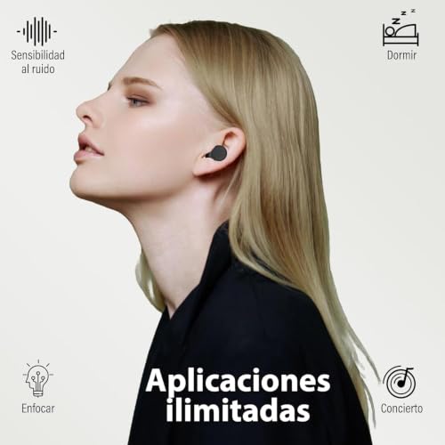 Detalle 2 de Tapones oídos IDE11: reducción de ruido reusable con 7 pares de silicona para dormir, estudiar, viajar y conciertos