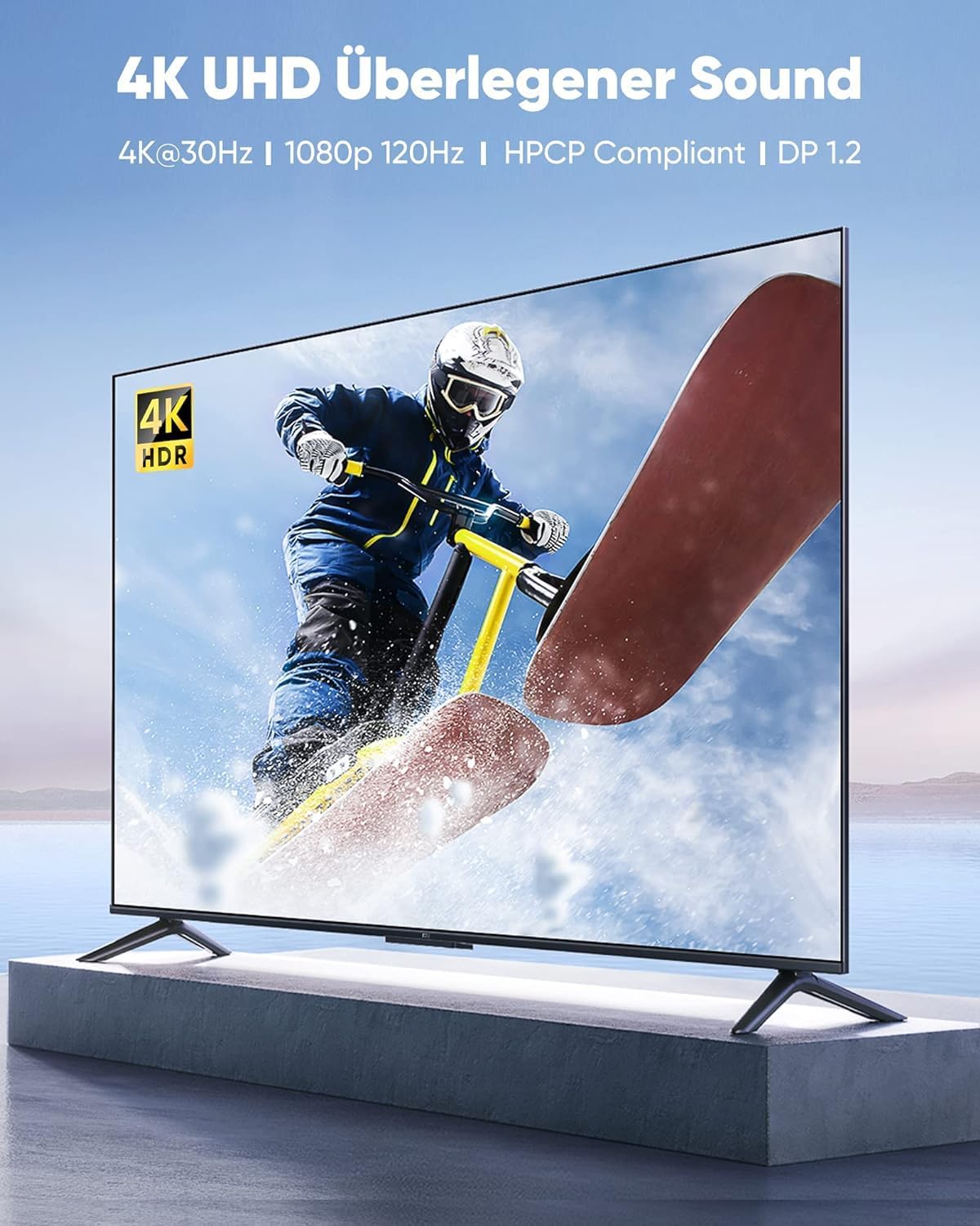 Thumbnail 2 de Highwings 4K DisplayPort-auf-HDMI-Kabel (4,5 m) – unidirektional, für Monitor, TV, Beamer