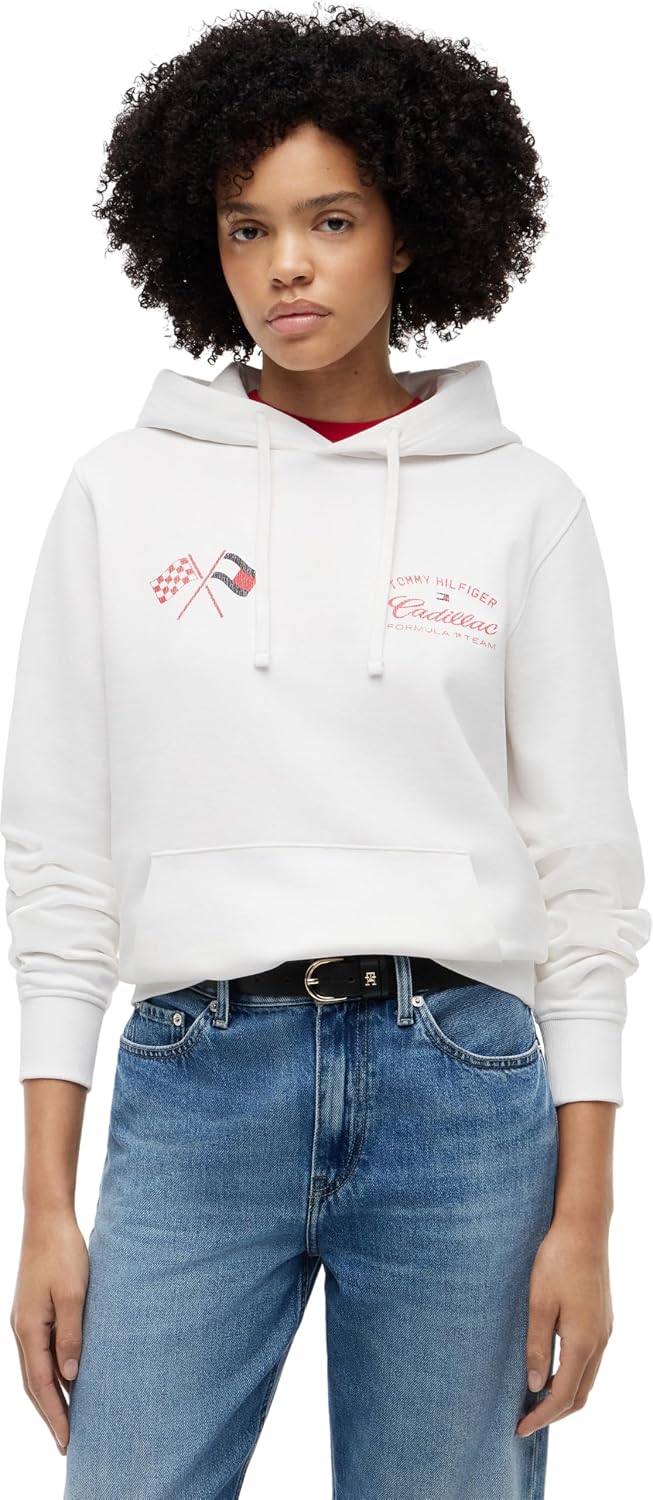 Detalle de Tommy Hilfiger Unisex Felpa con Cappuccio TH X Cadillac F1 Varsity Graphic in Cotone