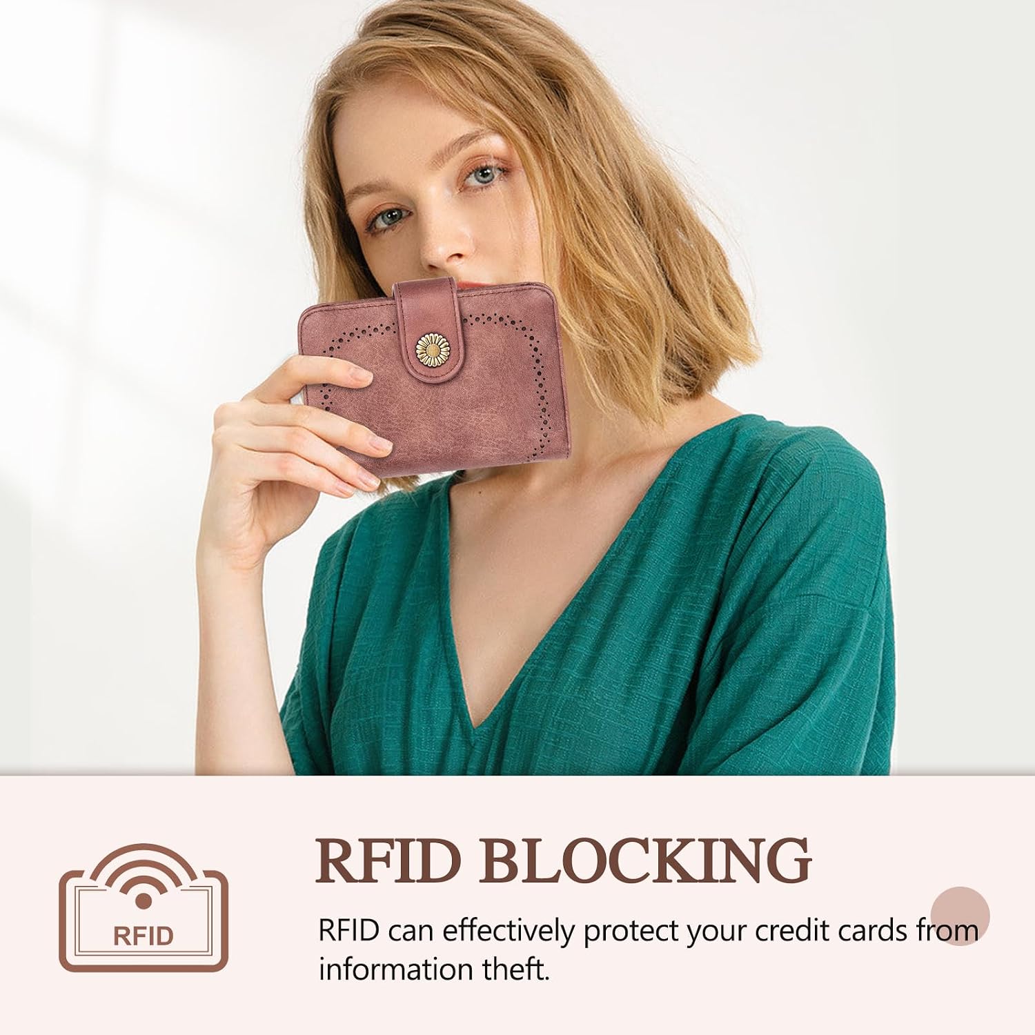 Thumbnail 4 de TEUEN Damen-Geldbörse mit RFID-Blockierung, Vintage-Design und großer Kapazität
