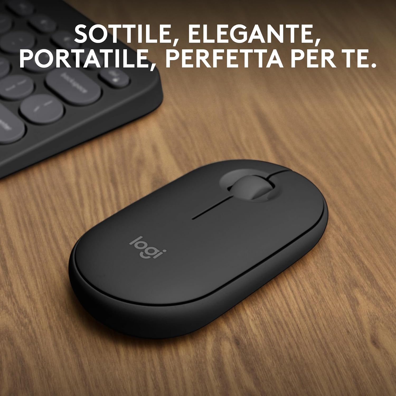 Detalle de Logitech Pebble Mouse 2 M350s: mouse Bluetooth sottile, silenzioso e versatile