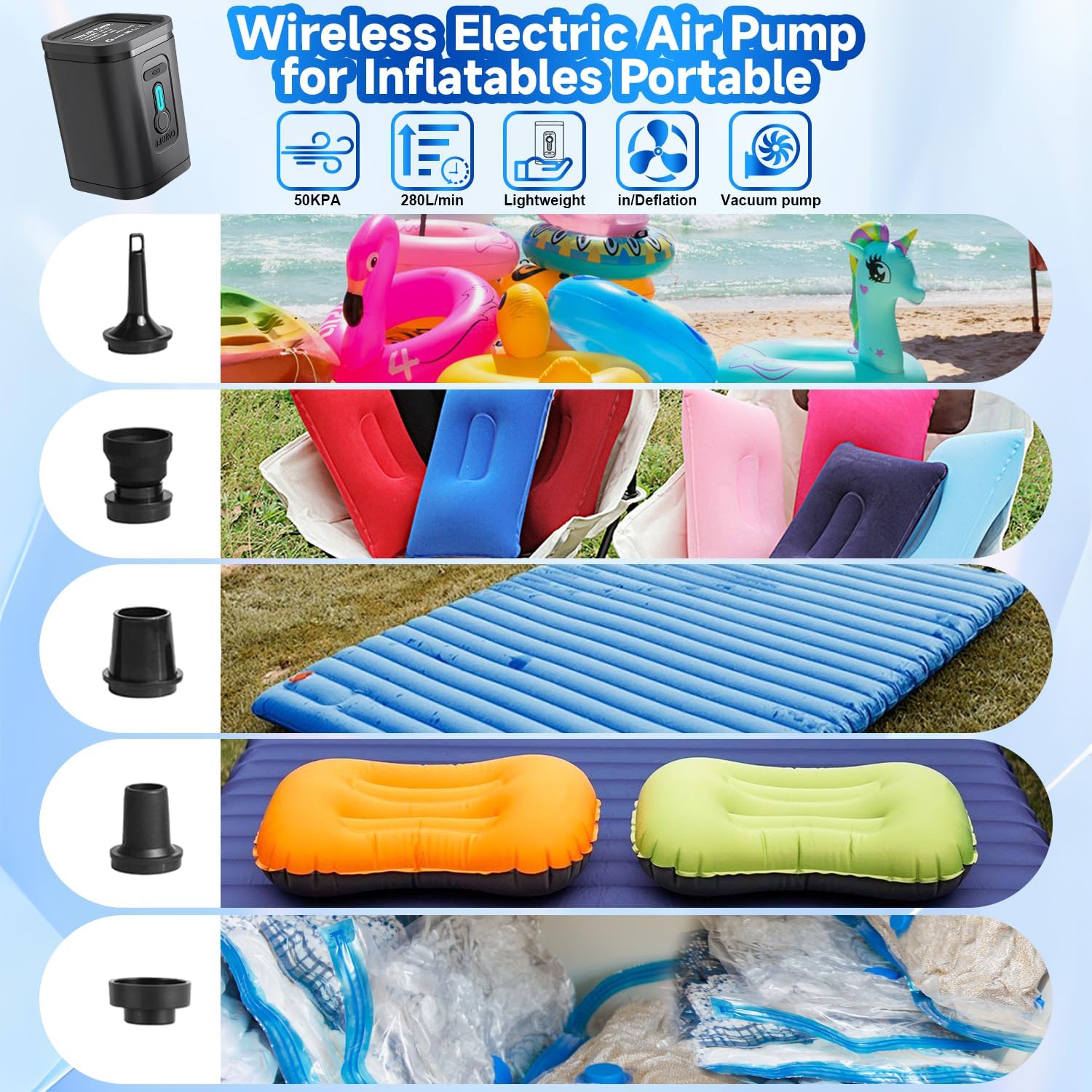 Thumbnail 6 de Nunemosk 12 Pack Vacuum Storage Bags with Wireless Electric Air Pump