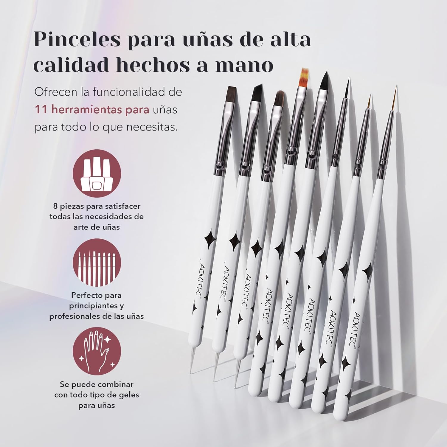 Thumbnail 1 de Aokitec - 8 Pinceles Multifuncionales para Decoración de Uñas 💅