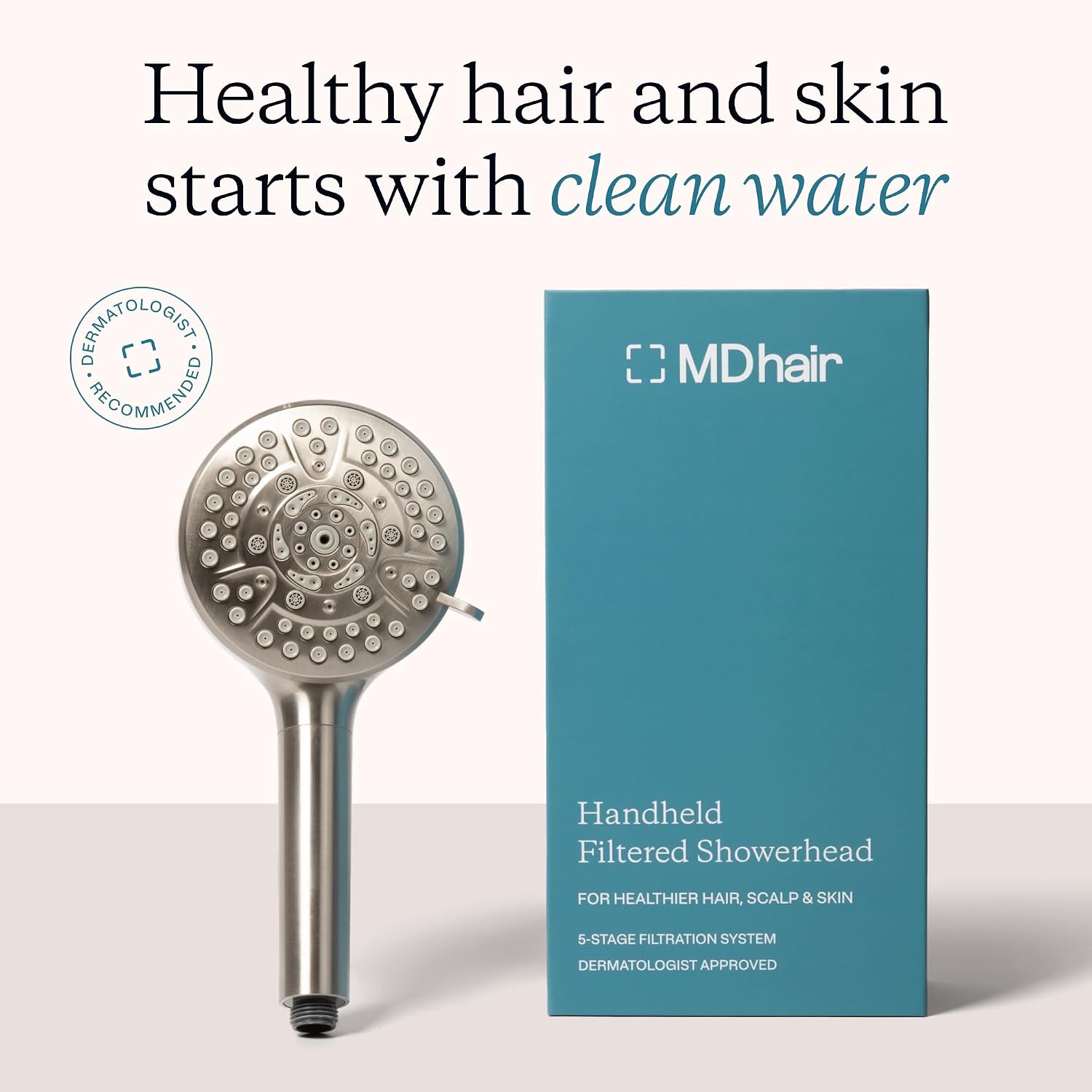 Detalle 2 de MDhair Handheld Filtered Shower Head with 5-Stage Filter for Chlorine & Heavy Metals (Hard Water)