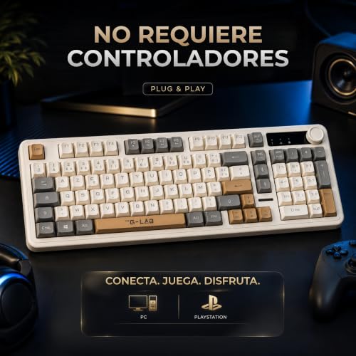 Detalle 2 de The G-Lab Keyz Caesium EX 3C, teclado gaming USB 98% Rainbow con Ñ