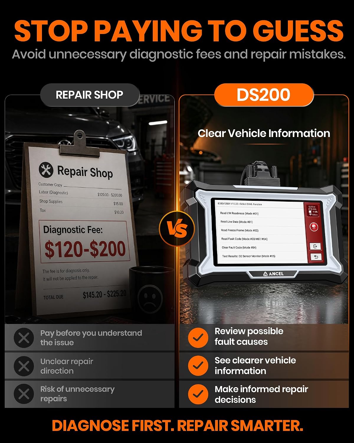 Detalle de ANCEL DS200 OBD2 Scanner 15+ Resets