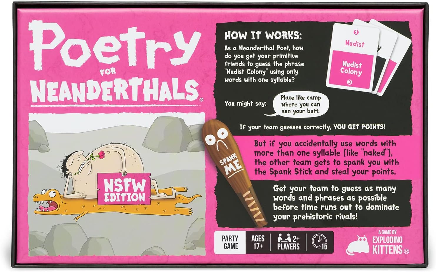 Detalle 2 de Exploding Kittens - Poetry for Neanderthals NSFW Edition: il party game per adulti e adolescenti, con stile unico