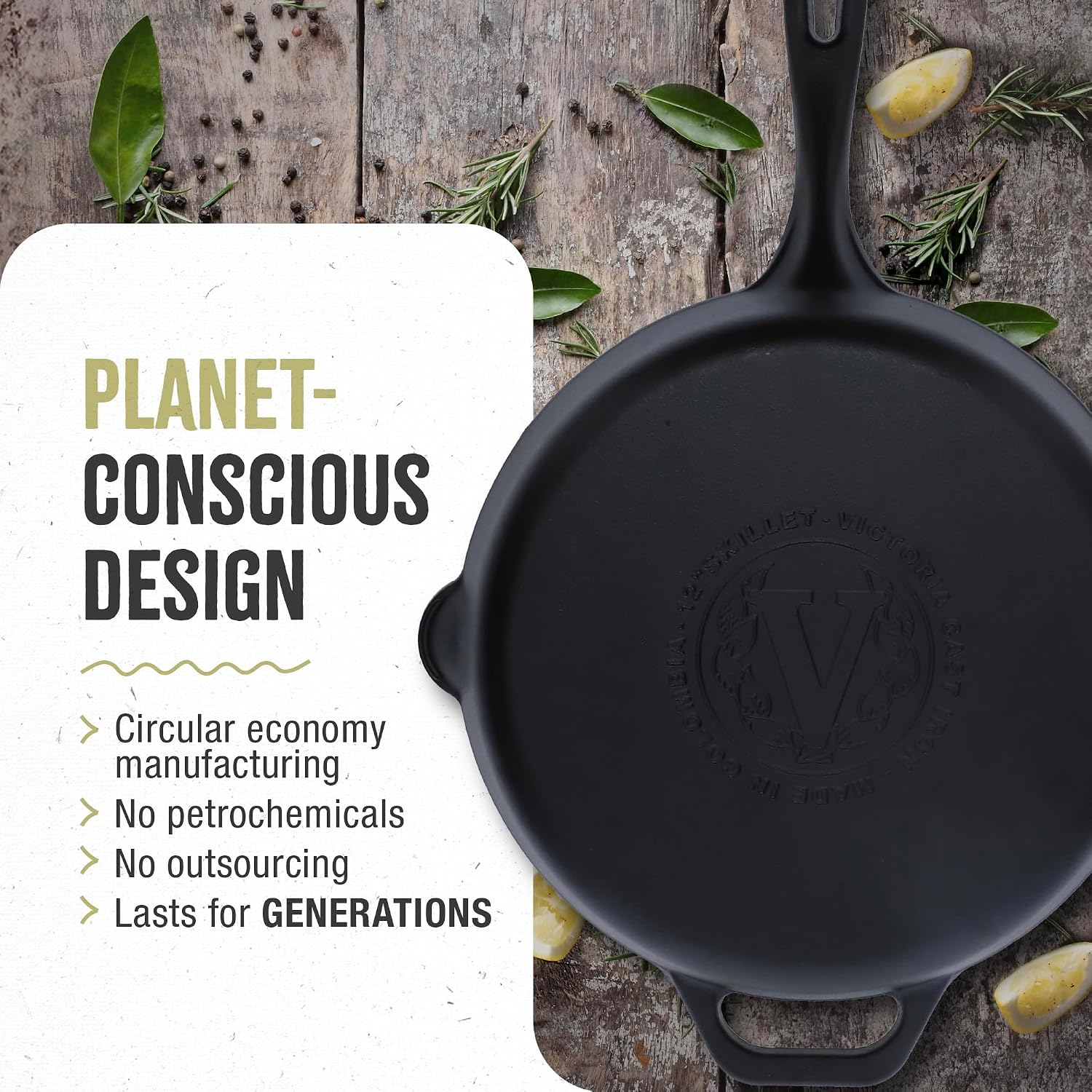 Detalle 1 de Victoria Cast Iron Skillet, 12-Inch
