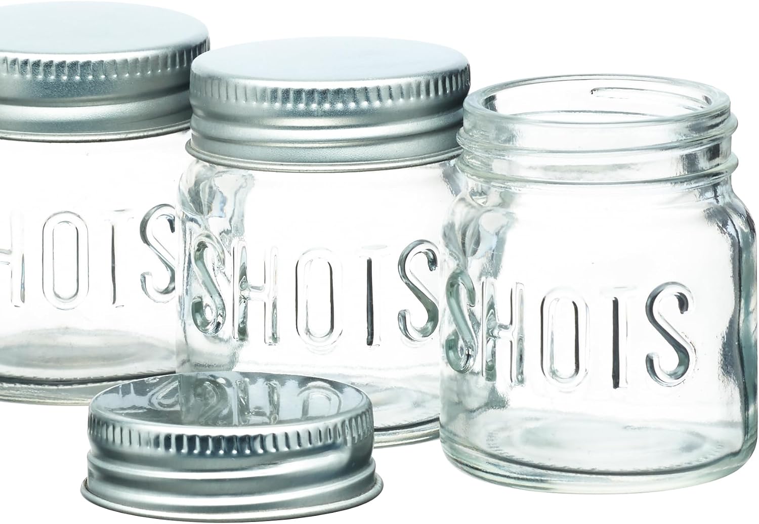 Thumbnail 6 de BarCraft Jar Shot Glasses with Lids, 60 ml Glass Set of Six