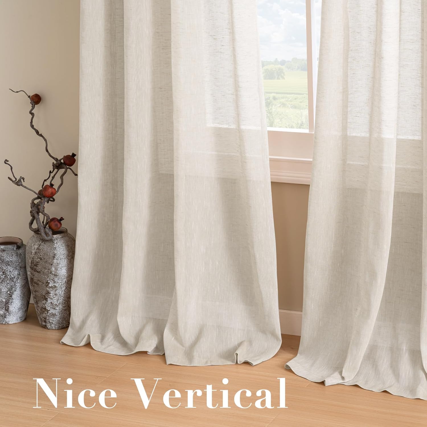 Thumbnail 6 de H.VERSAILTEX 96-inch Linen Blend Sheer Curtains (Natural) with Nickel Grommets