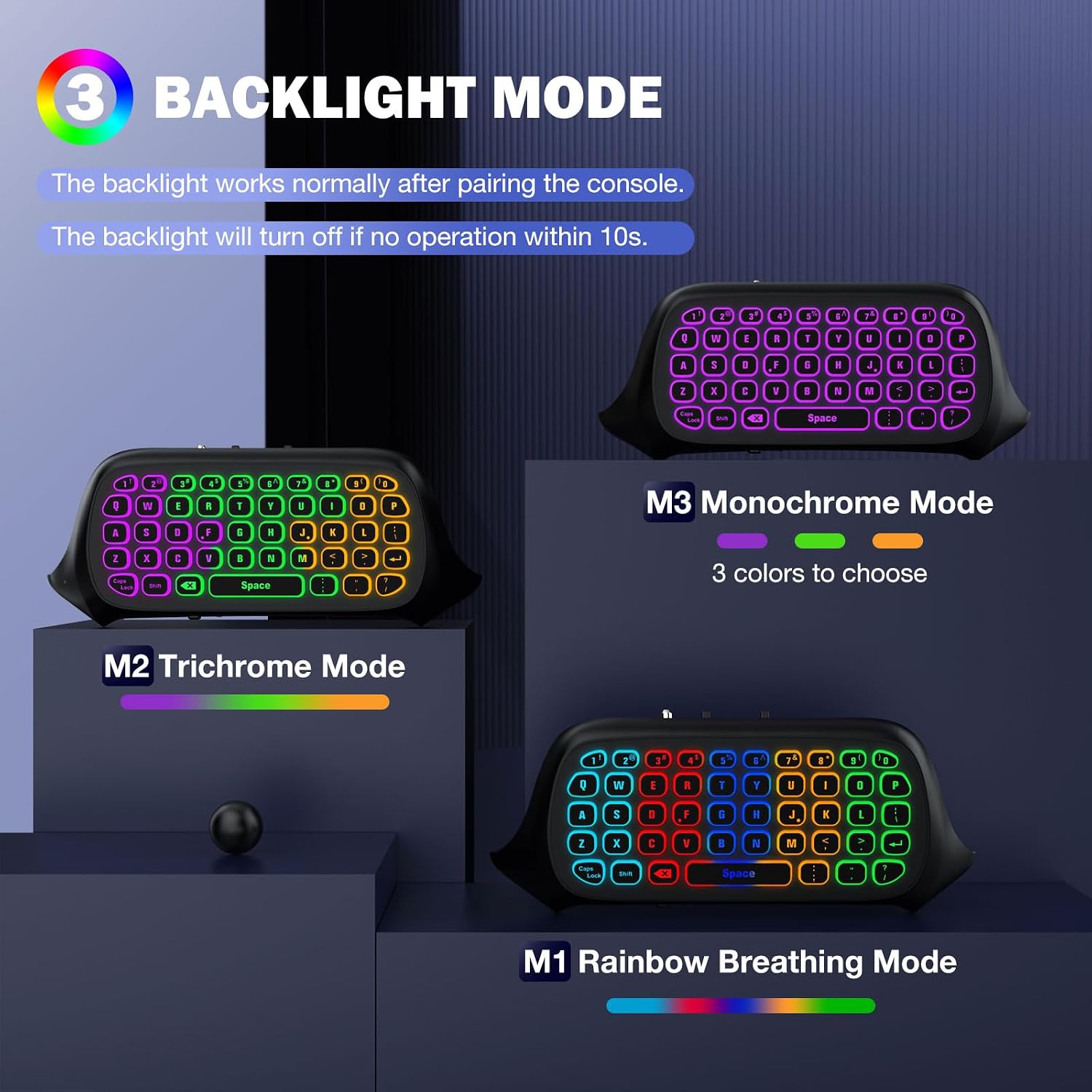 Detalle de MoKo RGB Backlit Keyboard for Xbox Wireless Chatpad with 2.4G Receiver