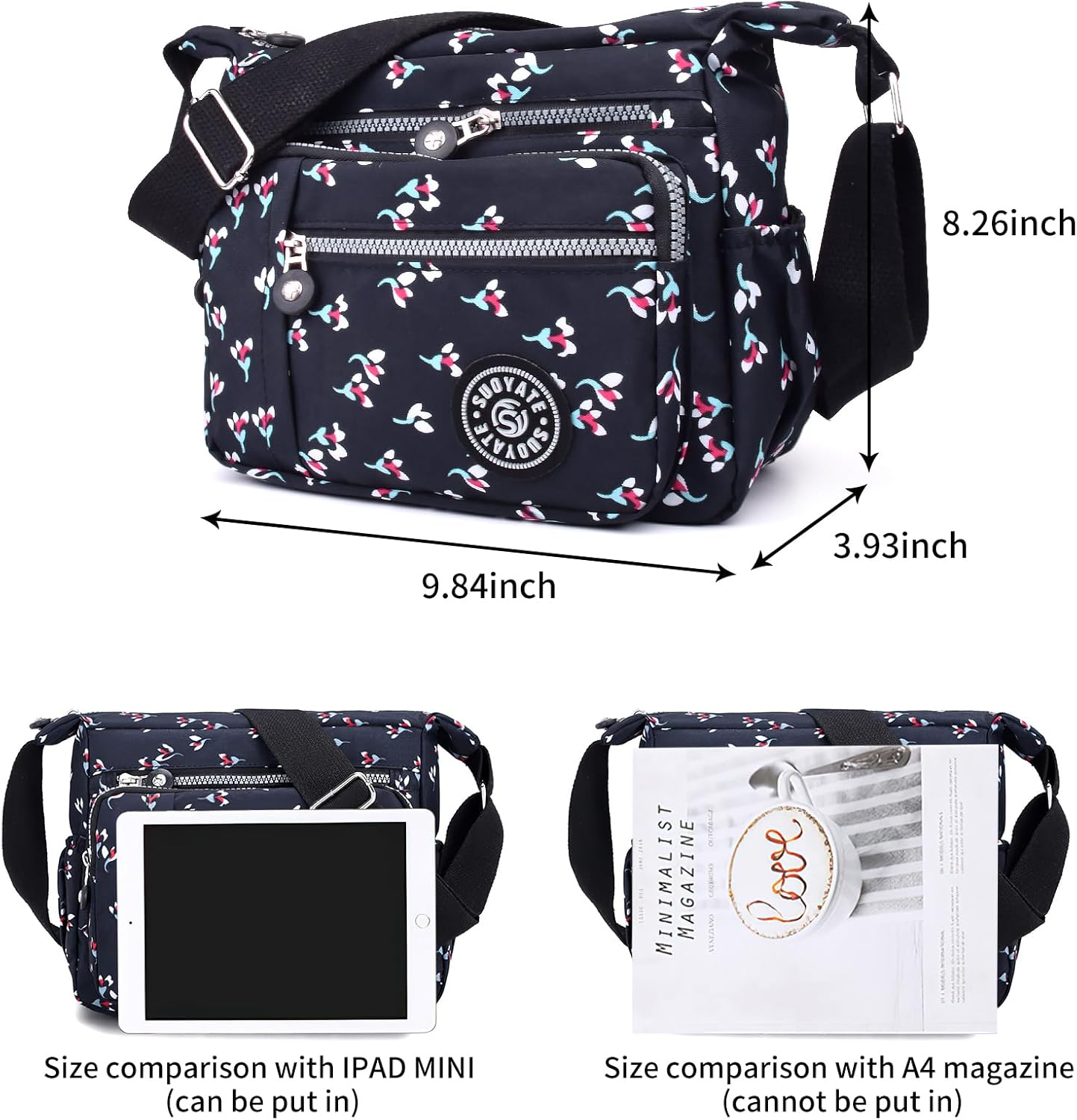 Detalle de ModaZeal Women's Multi-Pocket Nylon Crossbody Bag