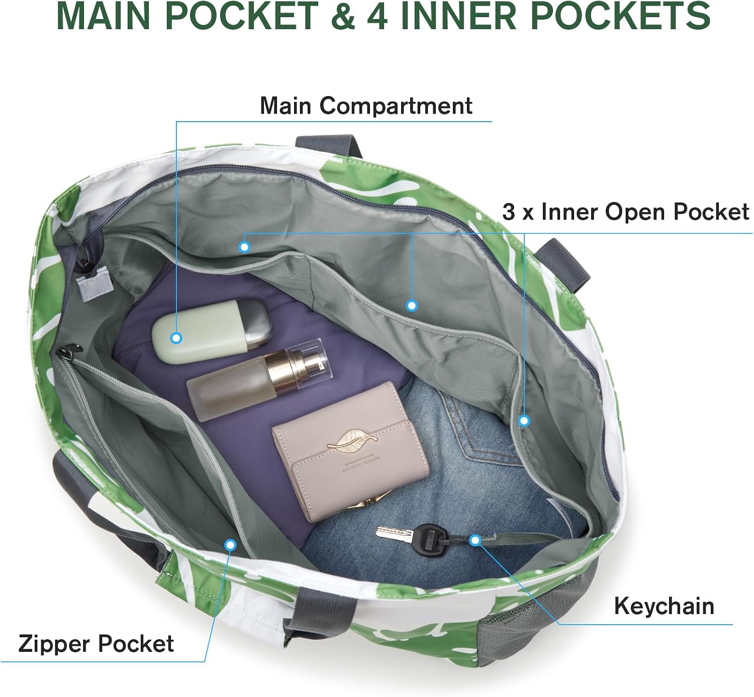 Thumbnail 4 de G4Free Large Beach Bag for Women: Waterproof 35L Tote with Foldable Design and Zippered Pocket