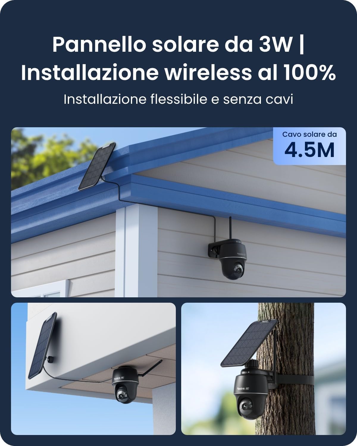 Thumbnail 5 de Reolink 4K Telecamera Wi-Fi Esterno con Batteria e Pannello Solare – 360° PTZ, Visione Notturna a Colori, Auto Tracking